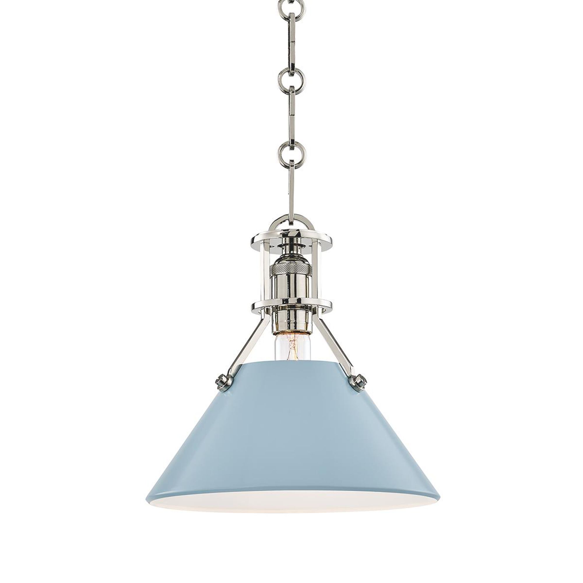 Shown in Polished Nickel finish and Blue Bird - Steel shade