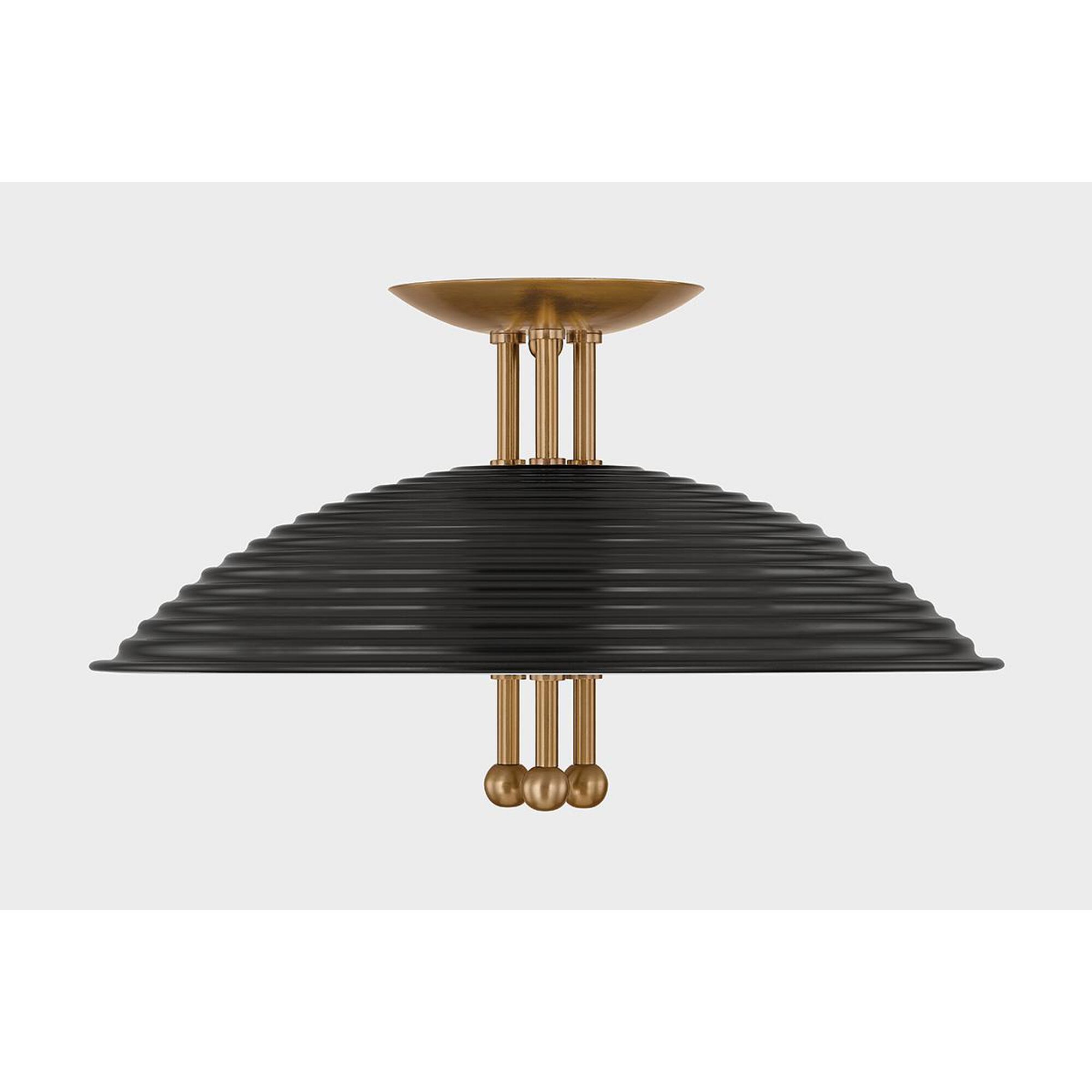 Shown in Patina Brass/Soft Black finish and White Glass shade