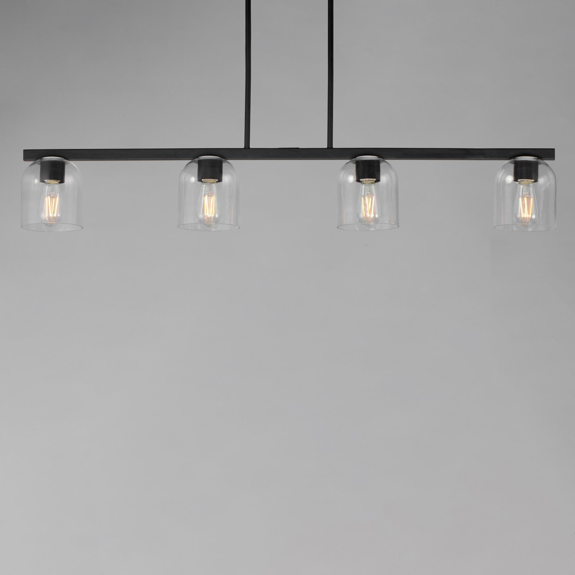 Shown in Black finish and Clear glass and Glass shade