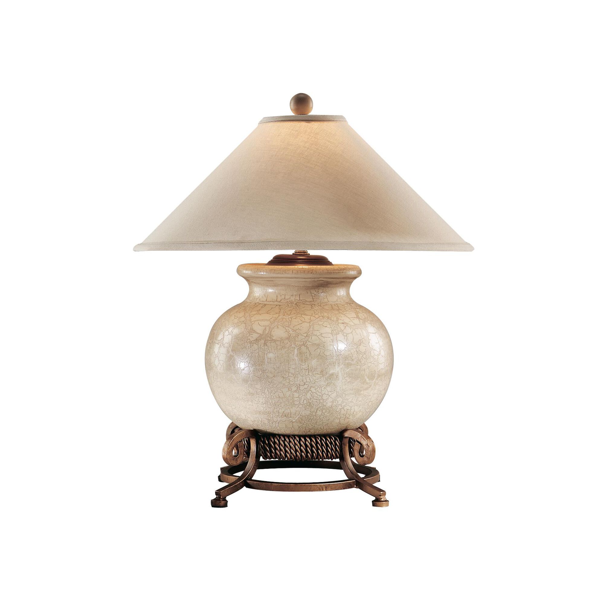 Shown in Antique Crackle Porcelain finish and Linen shade