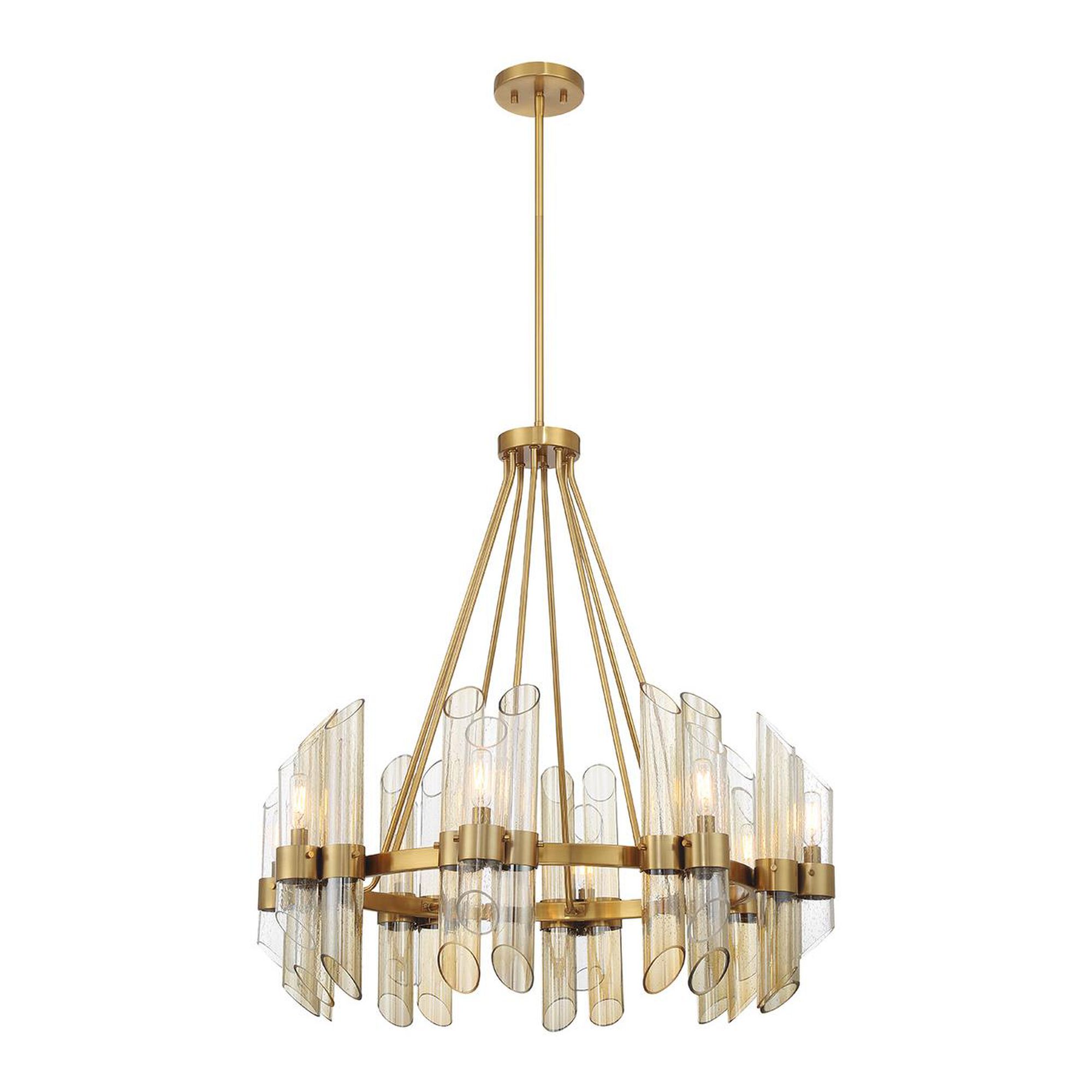 Shown in Warm Brass finish and Clear, Champagne And Smoked glass