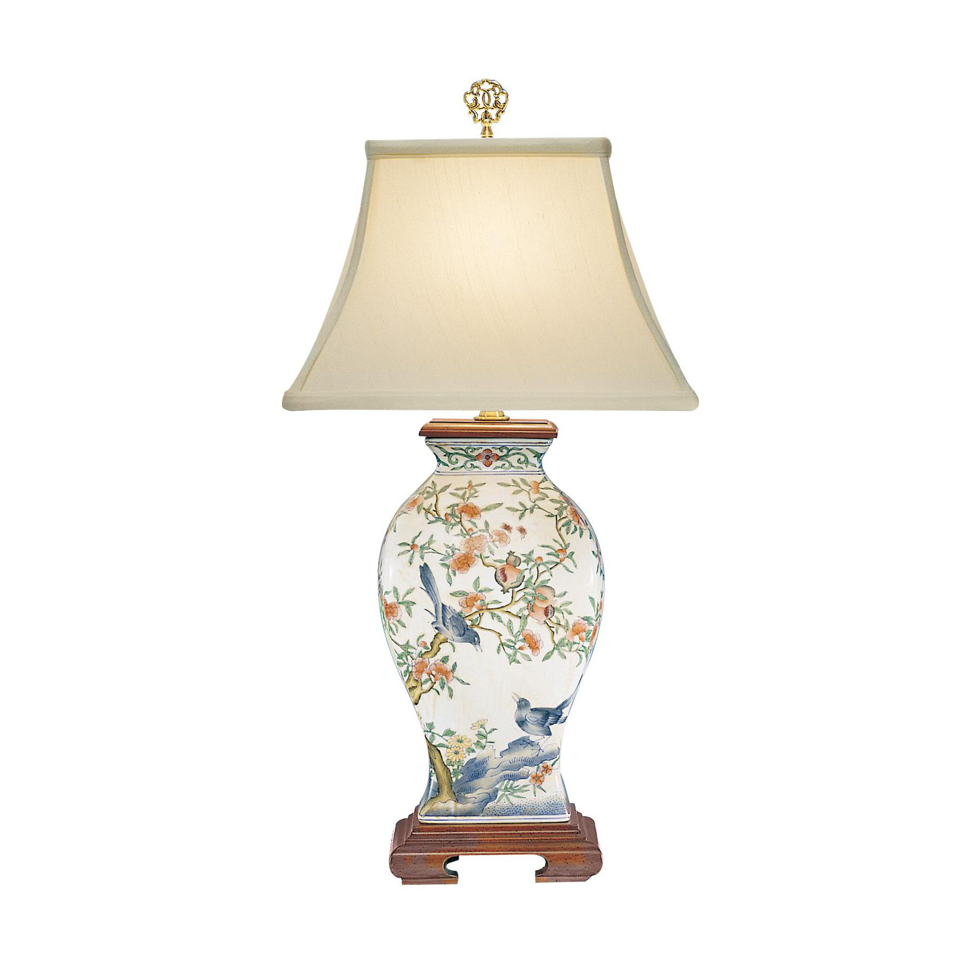 Shown in Hand Painted Porcelain finish and Silk shade