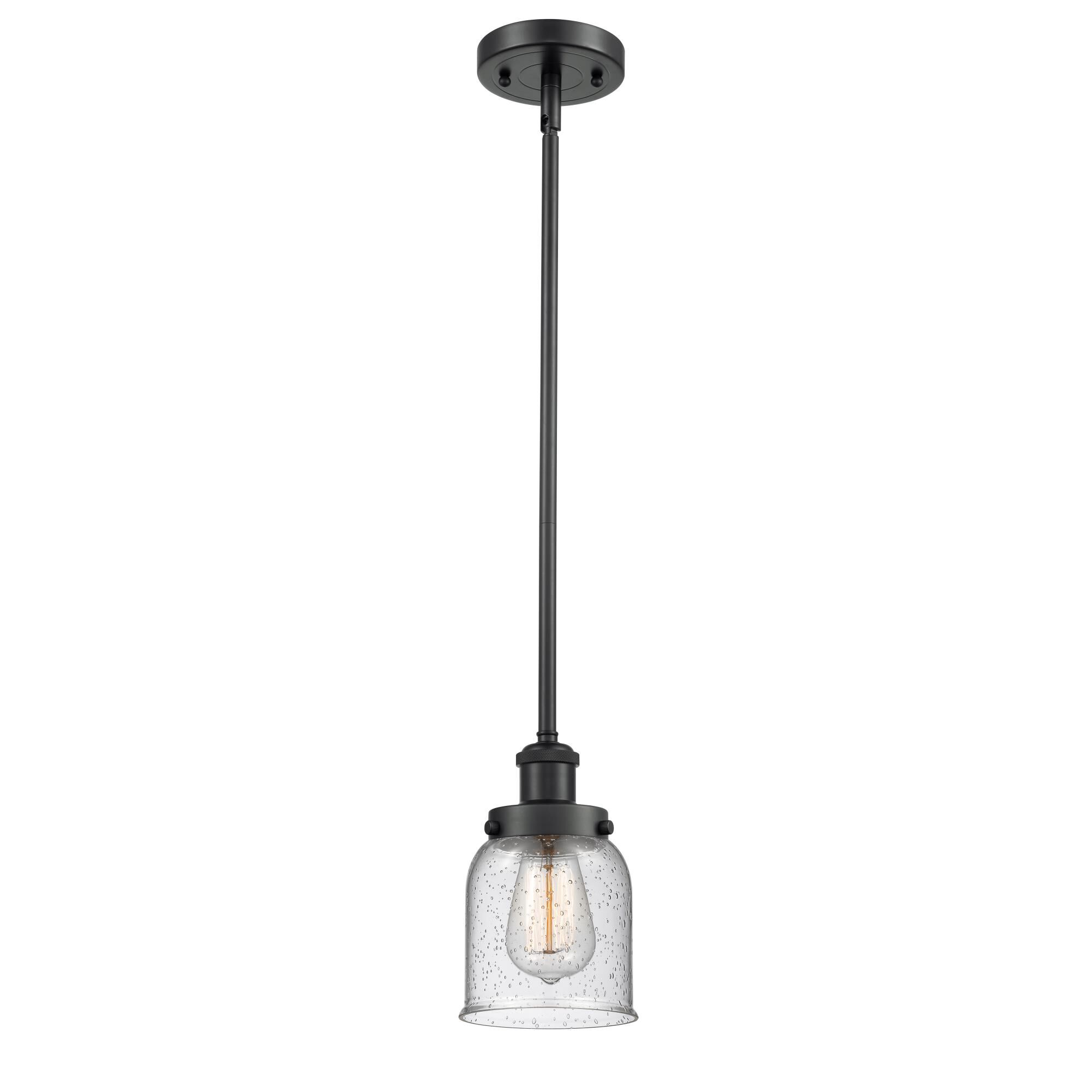 Shown in Matte Black finish and Bell glass and Glass shade