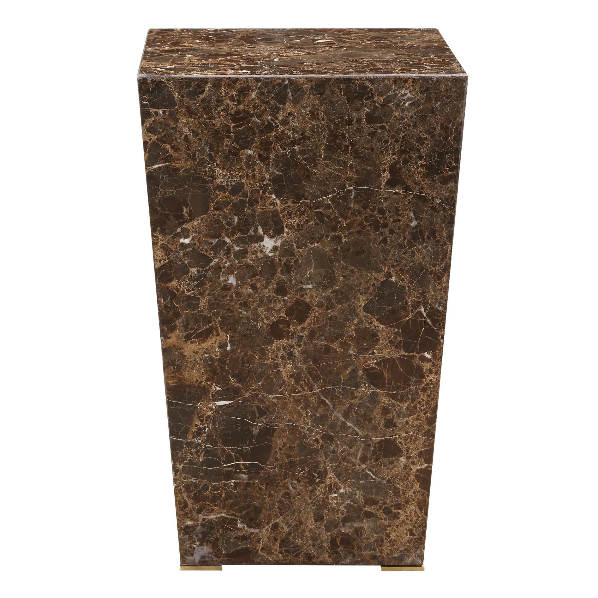 Shown in Combining Clean Lines And Rich Emperador Brown Marble Gives This Accent Table Its Pristine Aesthetic finish