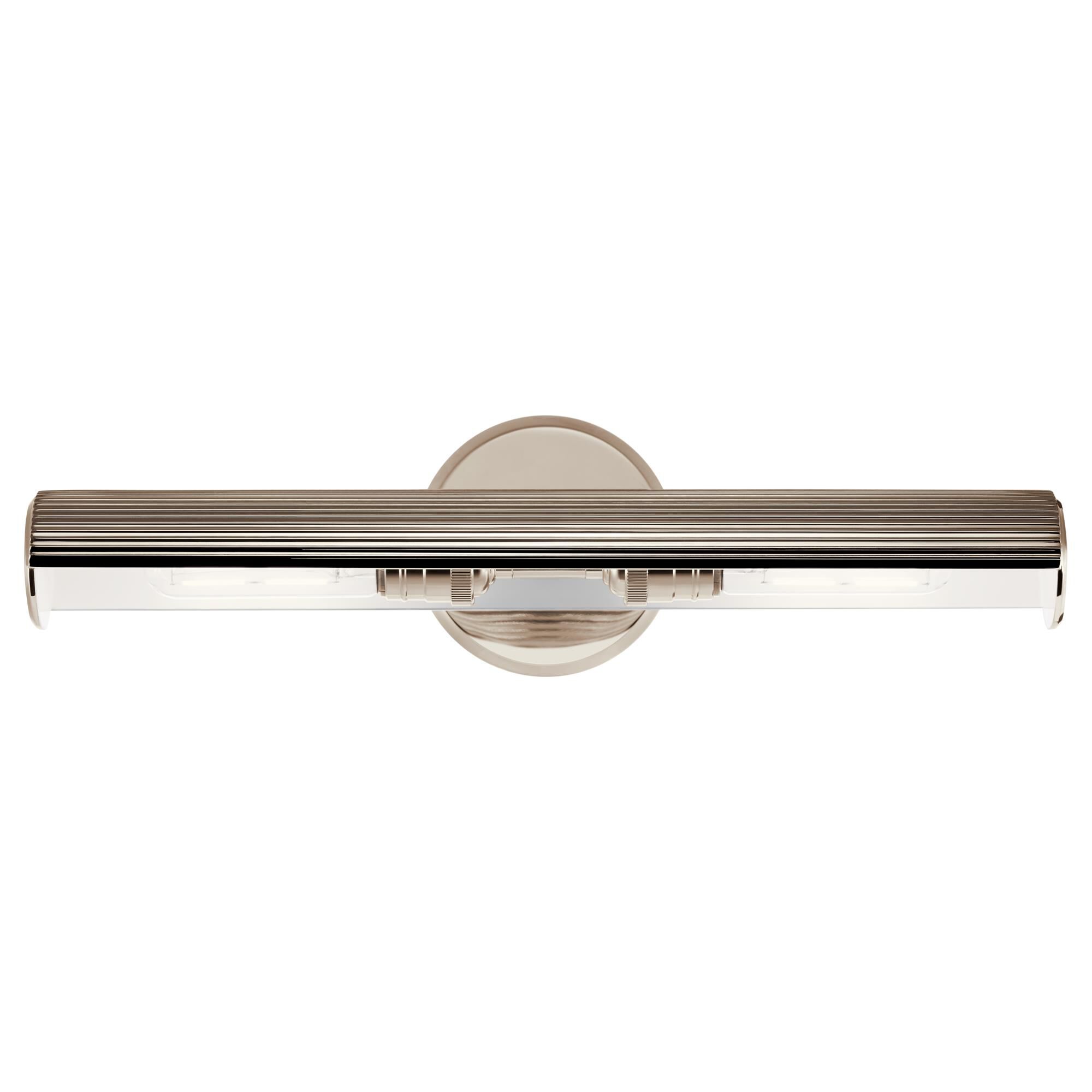 Shown in Polished Nickel finish and Metal, Cylinder and Ribbed shade