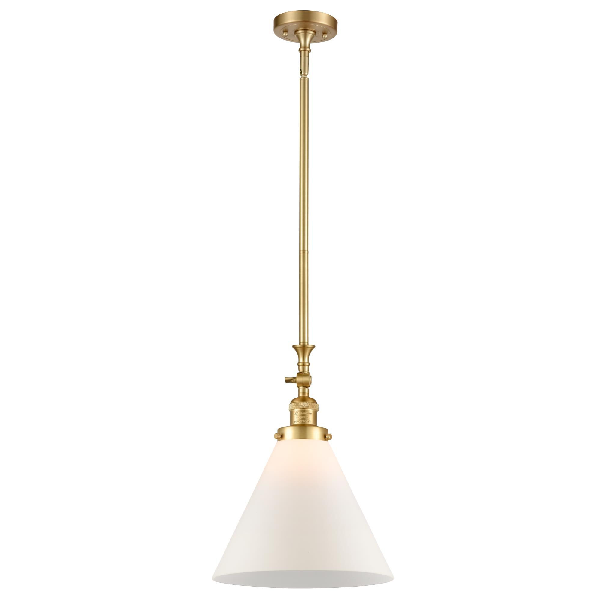 Shown in Satin Gold finish and Matte White Cased X-Large Cone glass