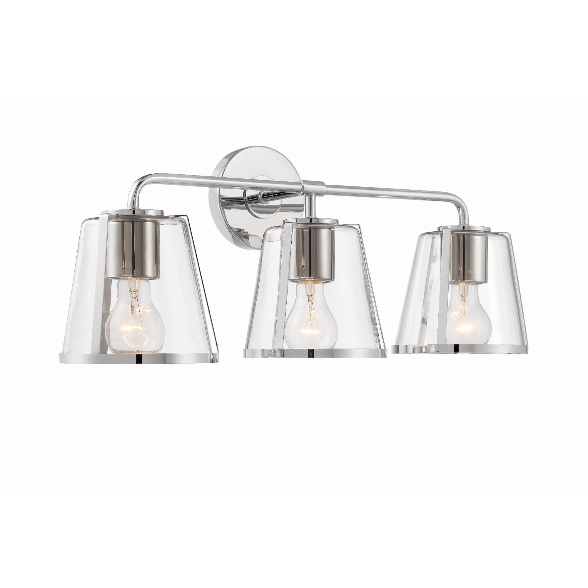 Shown in Polished Nickel finish and Clear glass and Clear Glass shade