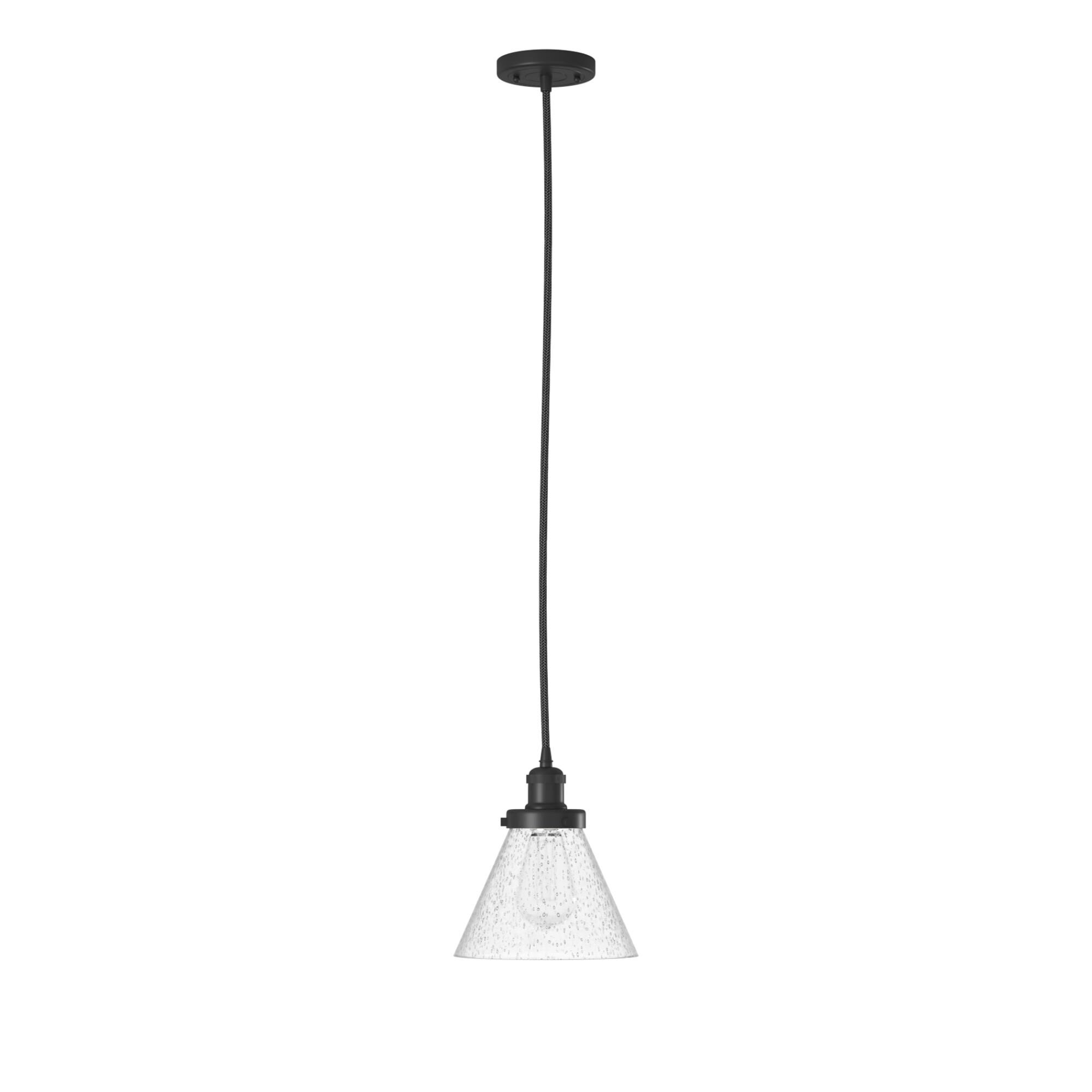 Shown in Matte Black finish and Cone glass and Glass shade