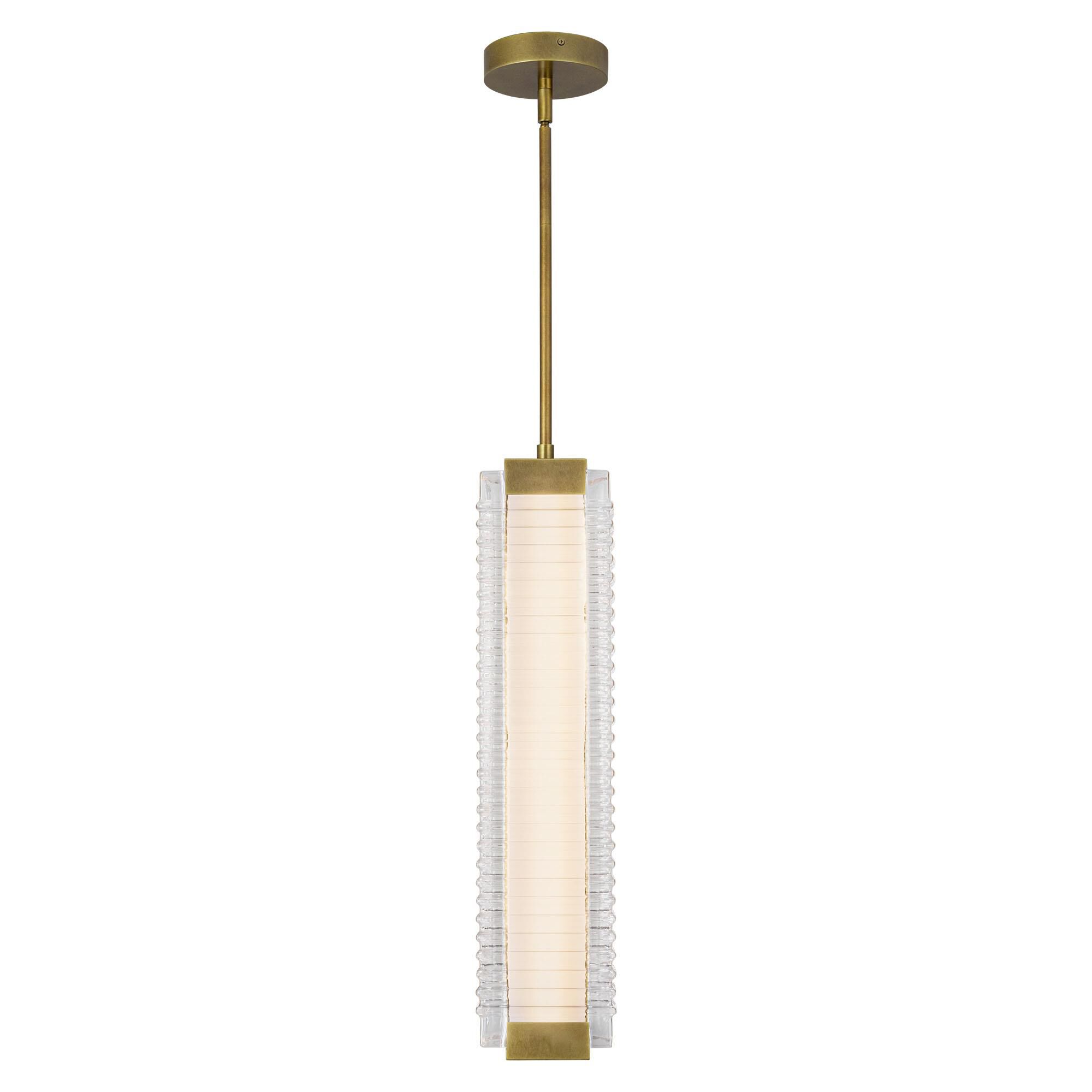 Shown in Vintage Brass finish and Clear Ribbed glass