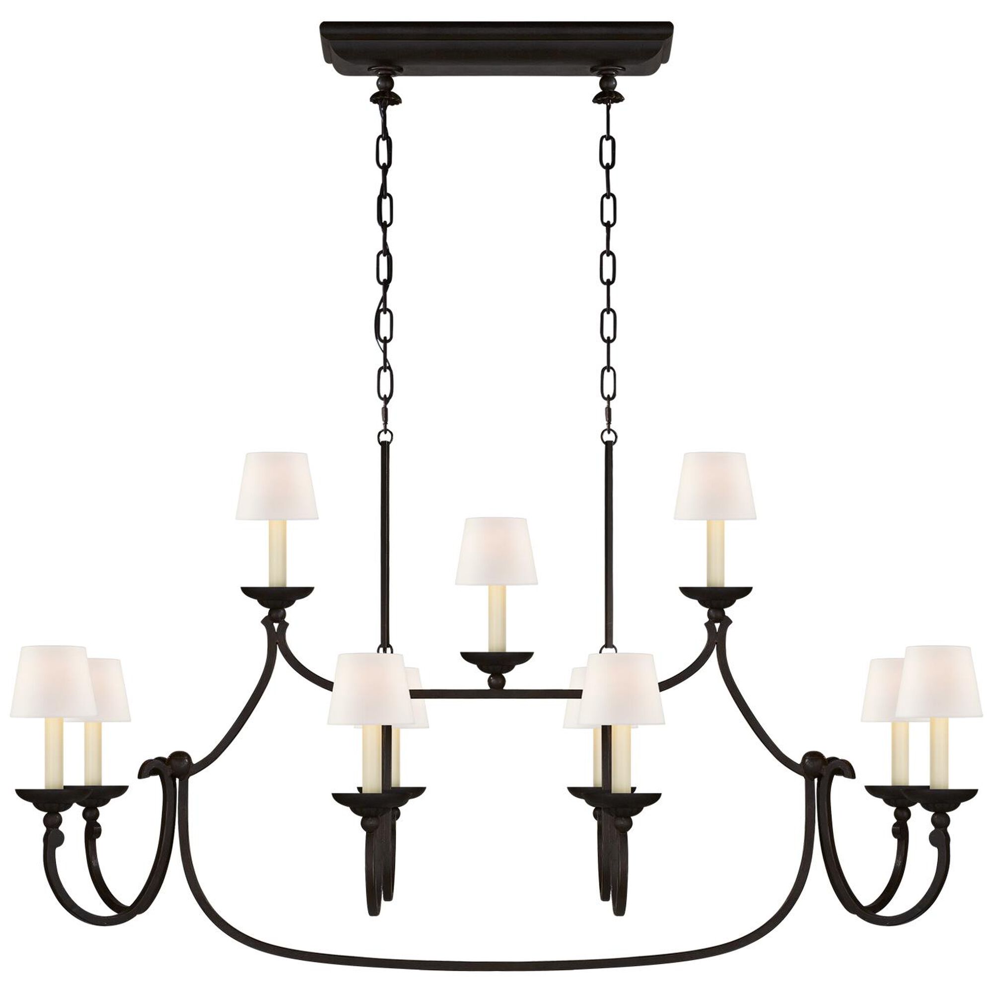 Shown in Aged Iron finish and Linen shade