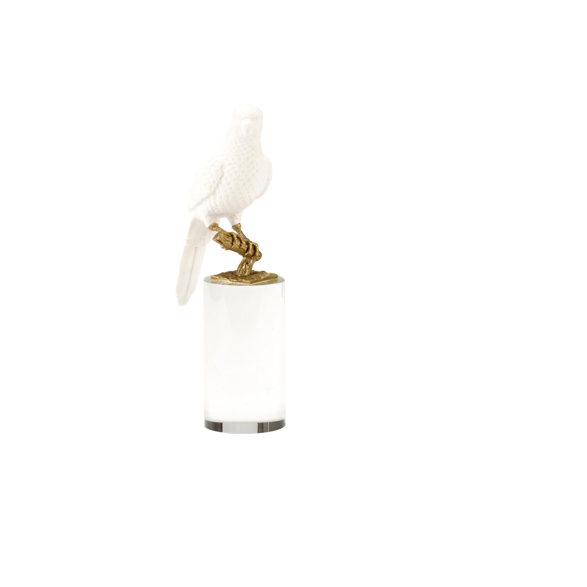 Shown in Matte White/Antique Brass/Clear finish and Crystal glass