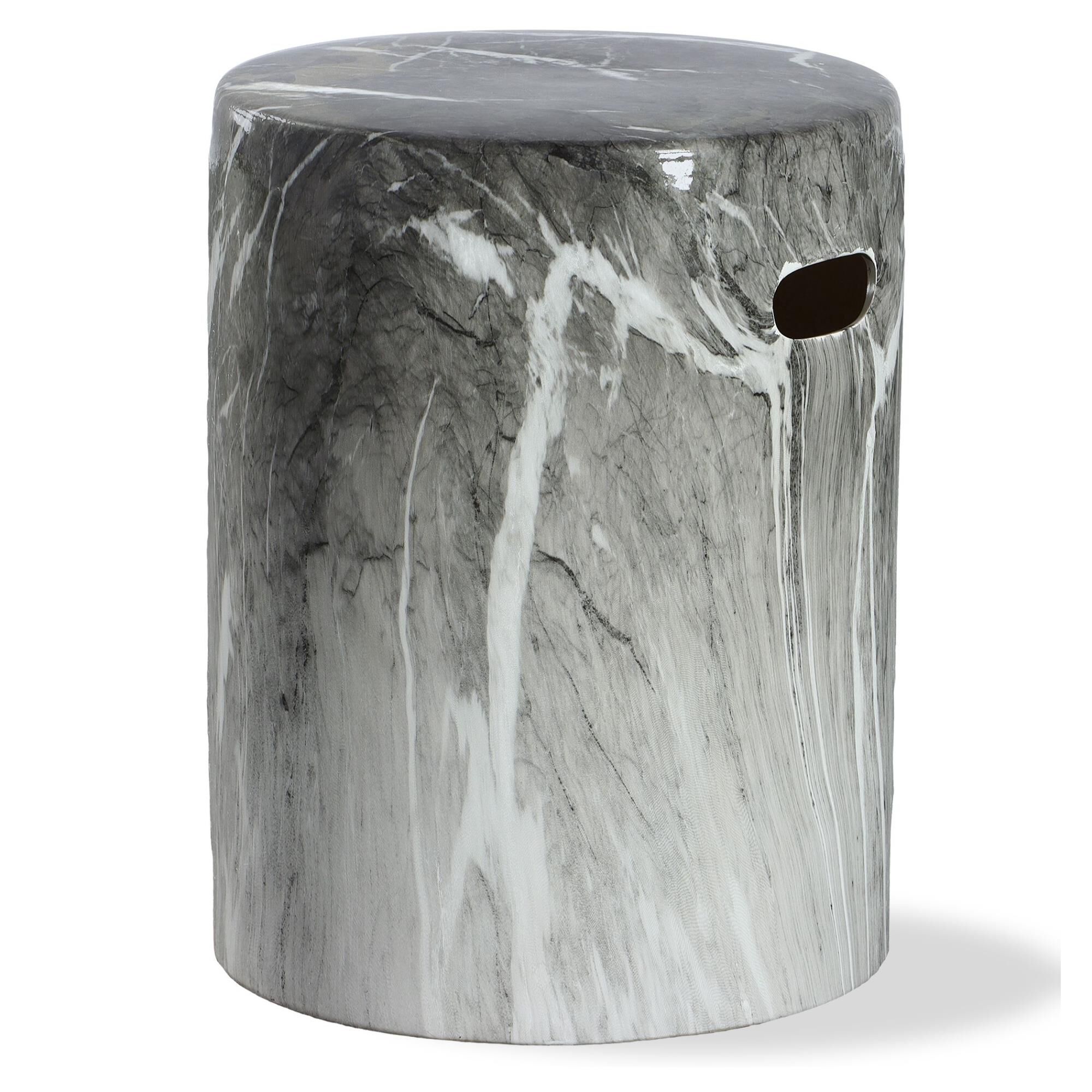 Shown in This Stylish Garden Stool Is Handcrafted From Ceramic By Skilled Artisans With A Black And White Mar finish