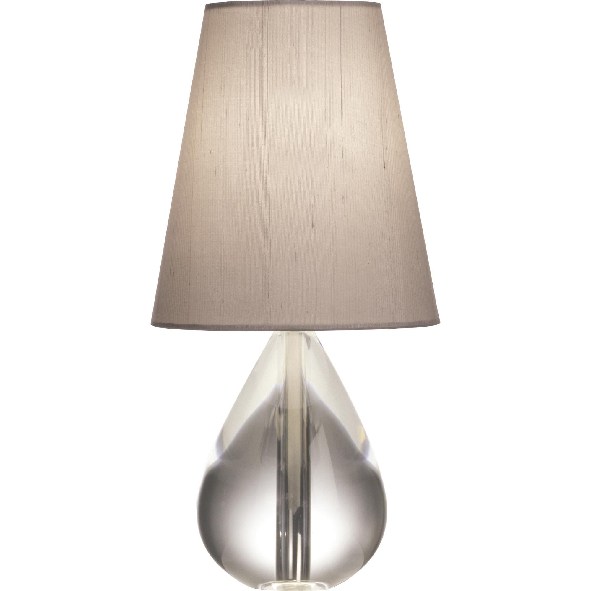 Shown in Lead Crystal With Polished Nickel Accents finish and Oyster Gray Silk Dupioni With Rolled Edge Hem shade