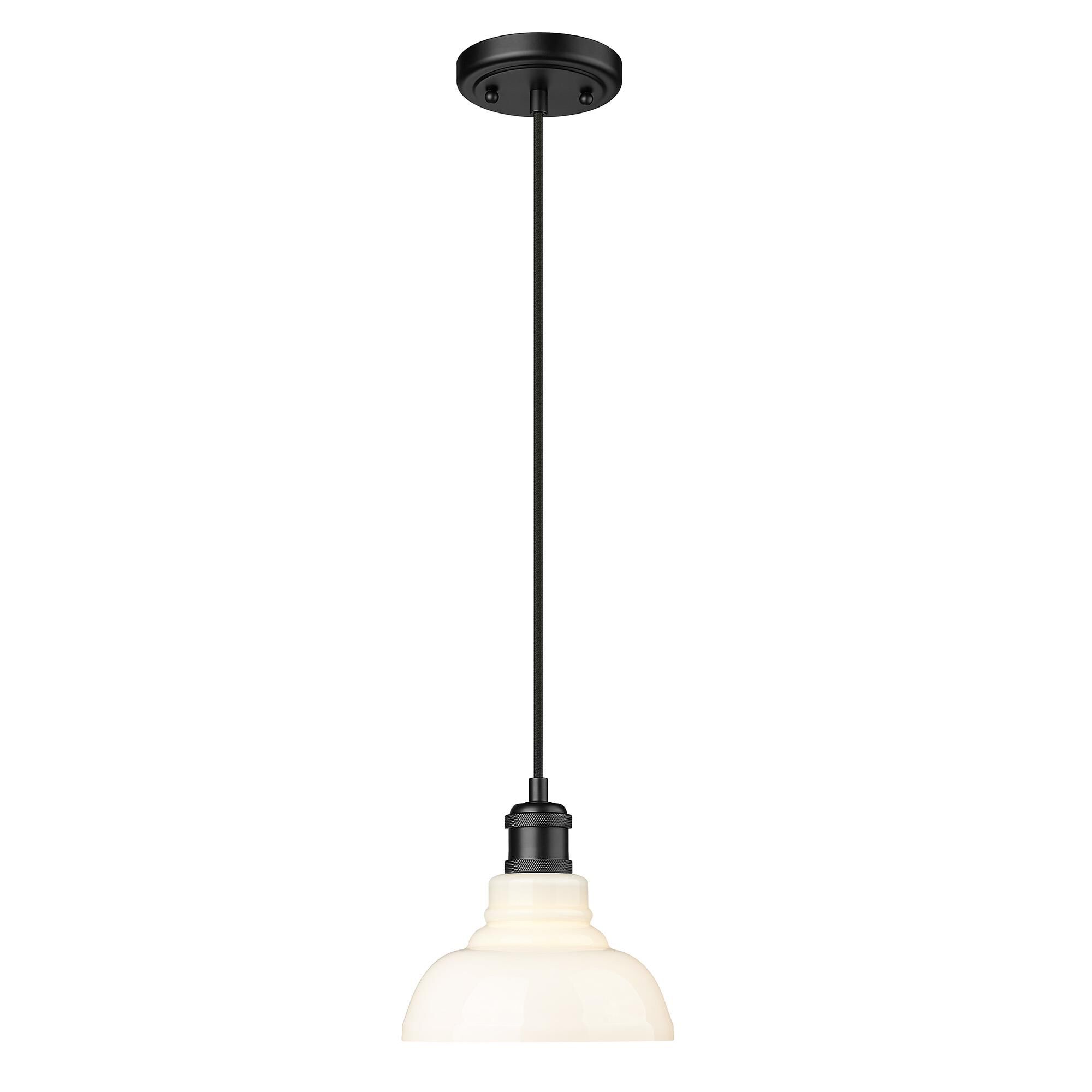 Shown in Matte Black finish and Vintage Milk glass