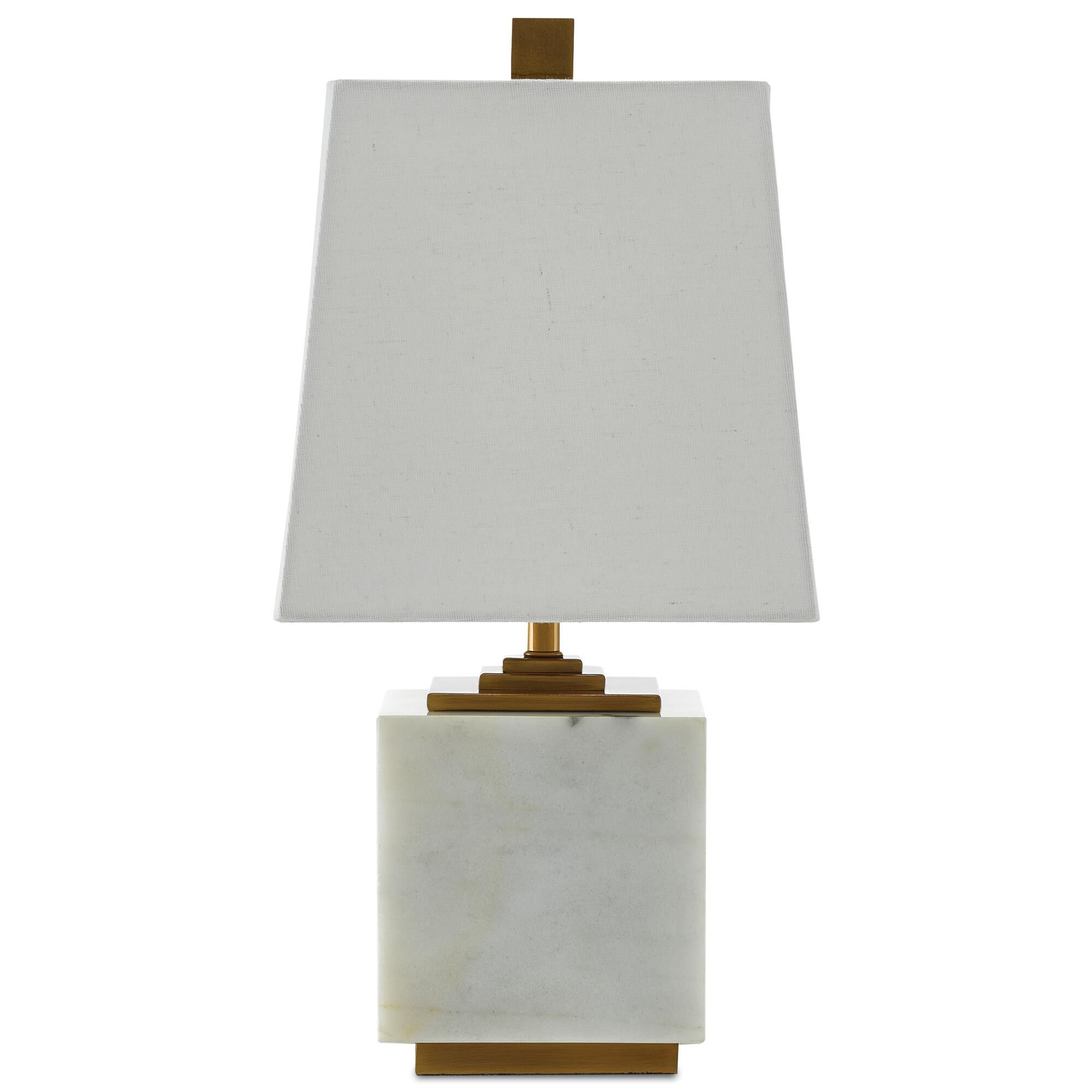 Shown in White/Antique Brass finish and Included shade