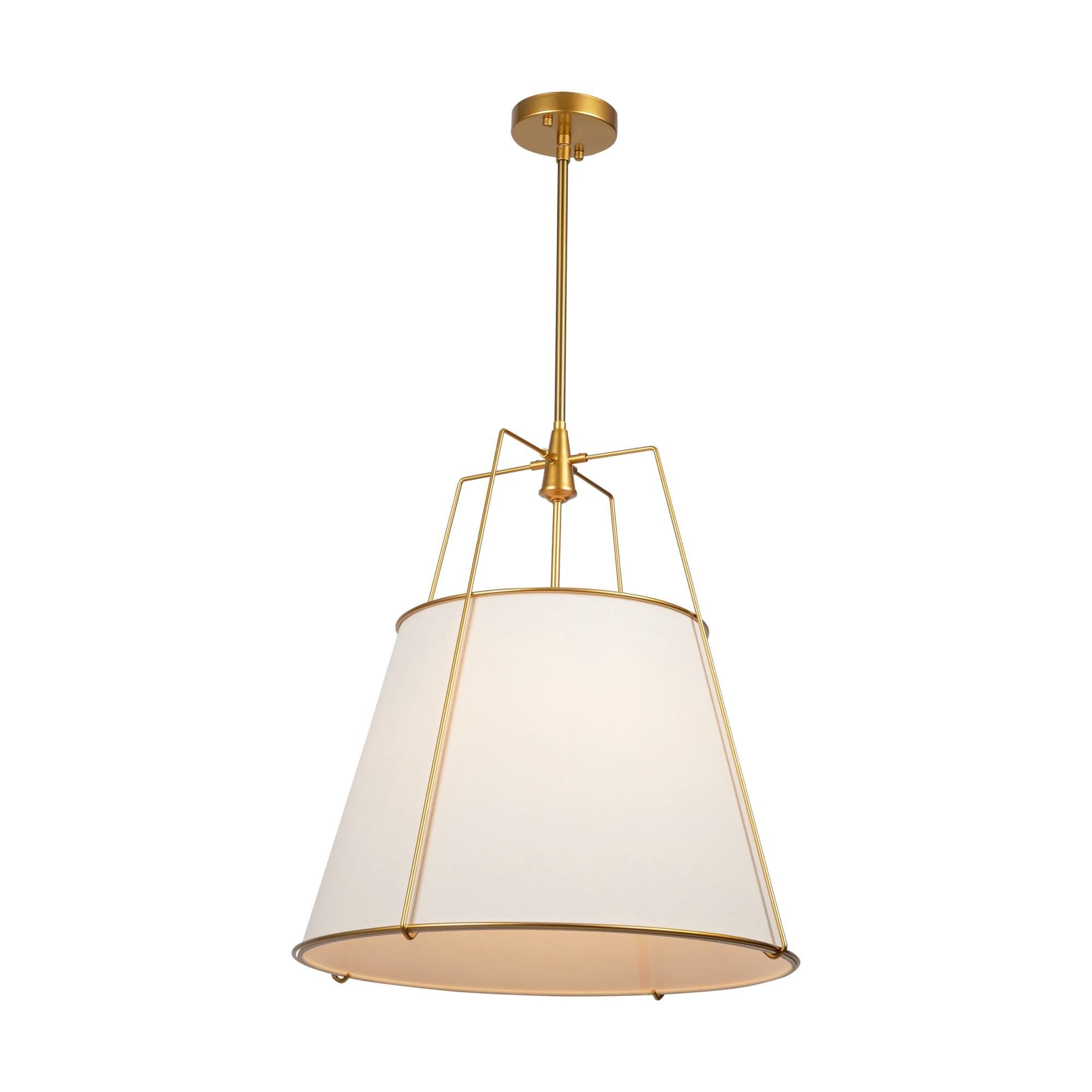 Shown in Brass finish and Pvc+linen shade