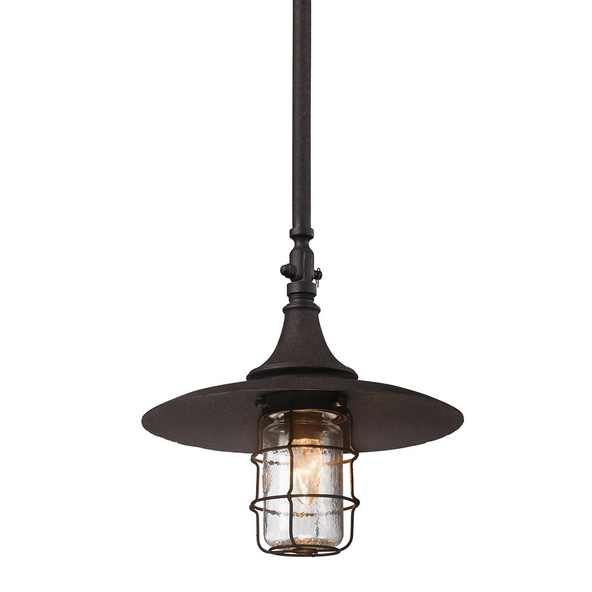 Shown in Centennial Rust finish and Clear glass and Historic Jar Glass shade