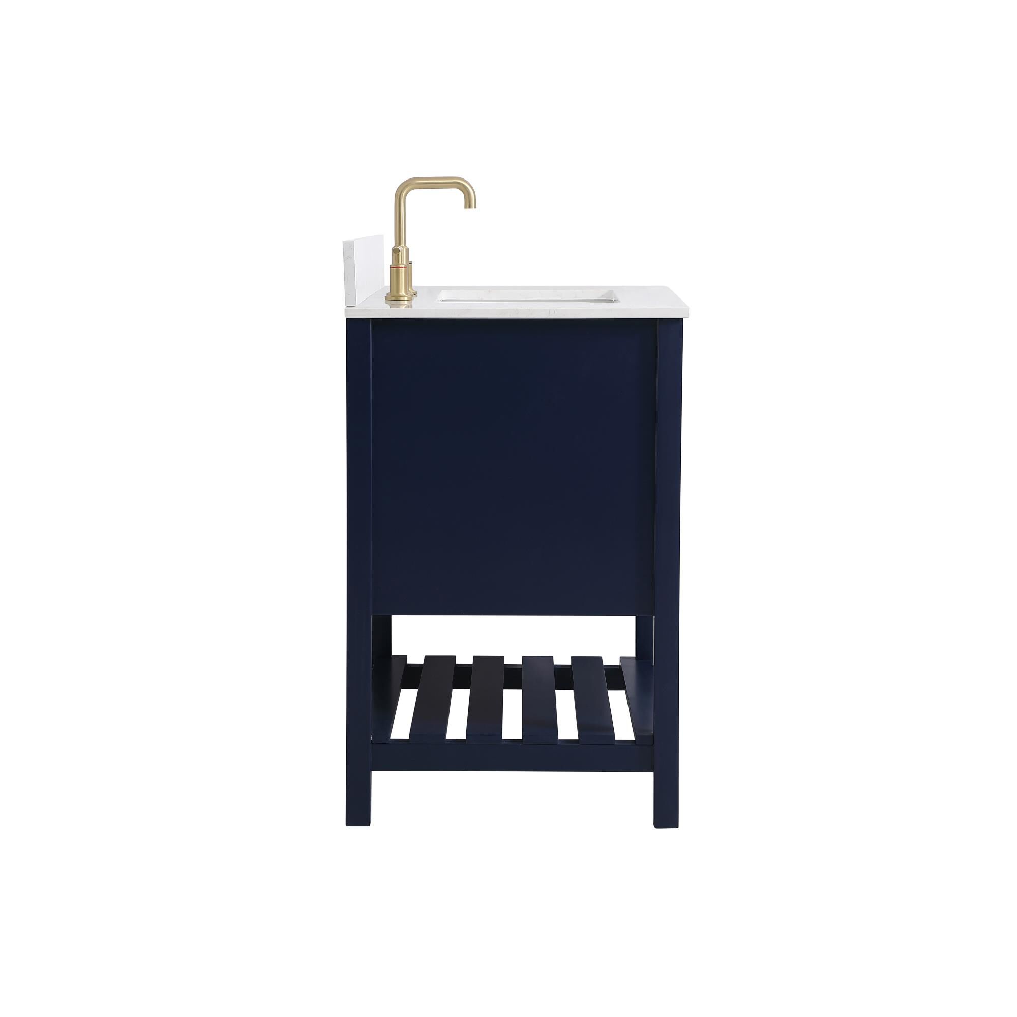 Shown in Blue And Gold With Calacatta Quartz finish