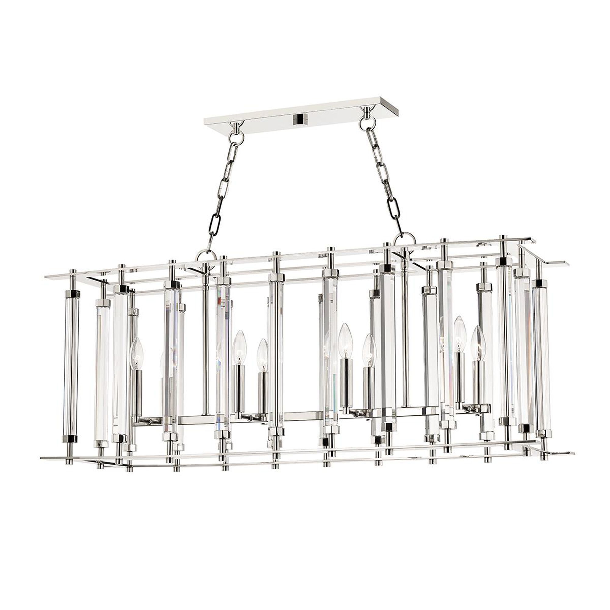 Shown in Polished Nickel finish and Clear Rod glass