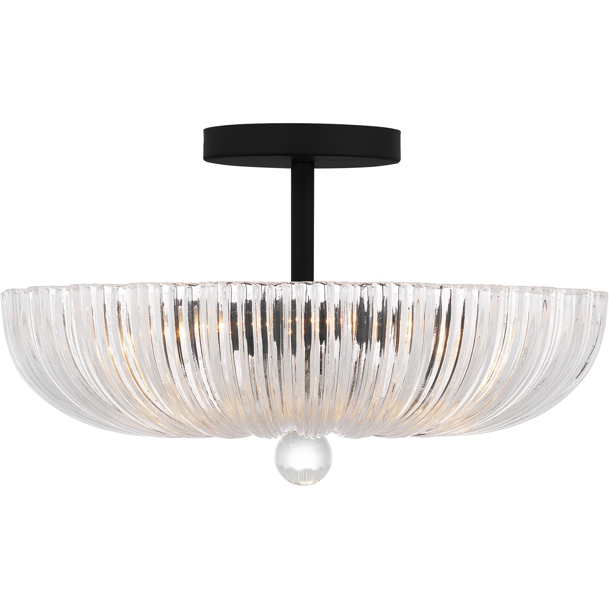 Shown in Matte Black finish and Clear Ribbed Glass shade