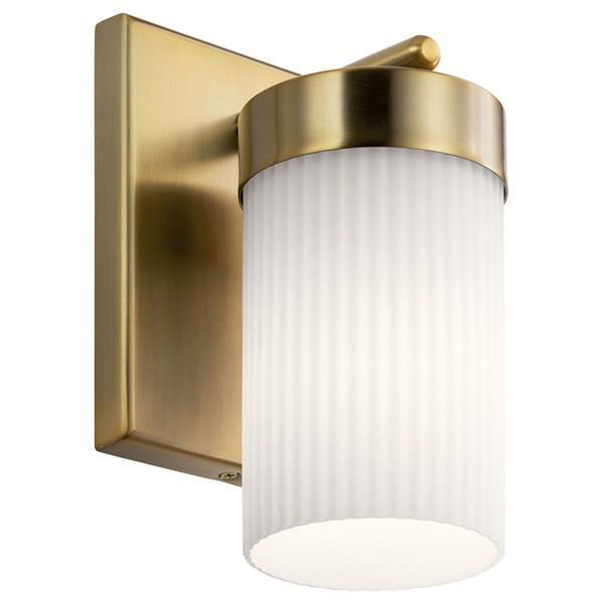 Shown in Brushed Natural Brass finish and Satin Etched Cased Opal glass