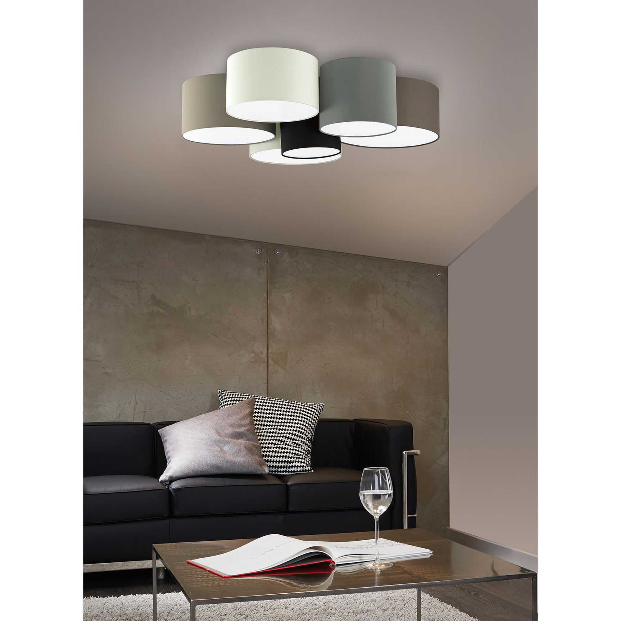 Shown in White - Black -  Taupe -  Grey -  Cappucino finish and Cloth shade