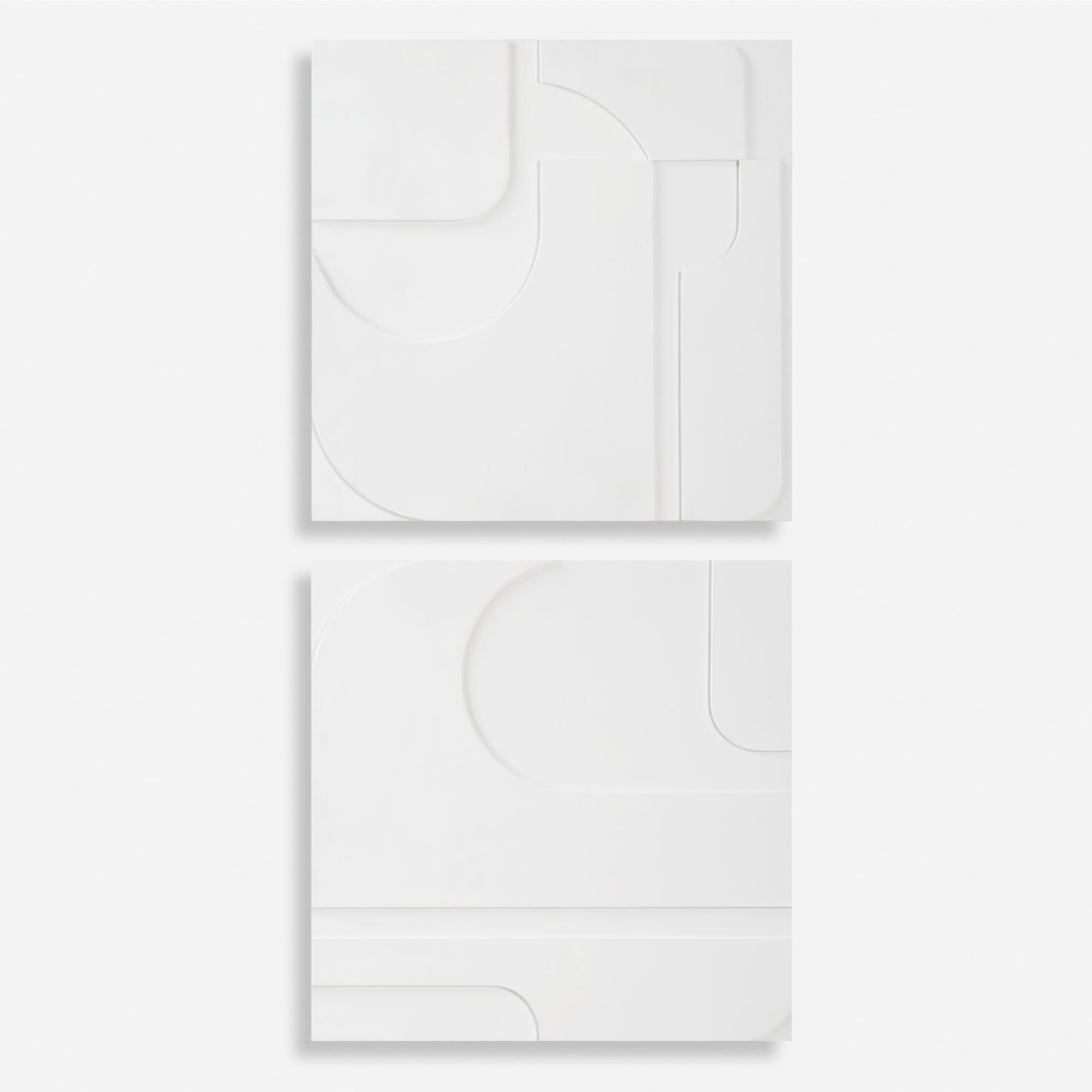 Shown in An Abstract Curvilinear Display Of Shapes In A Solid White Three Dimensional Panel Creates A Clean A finish