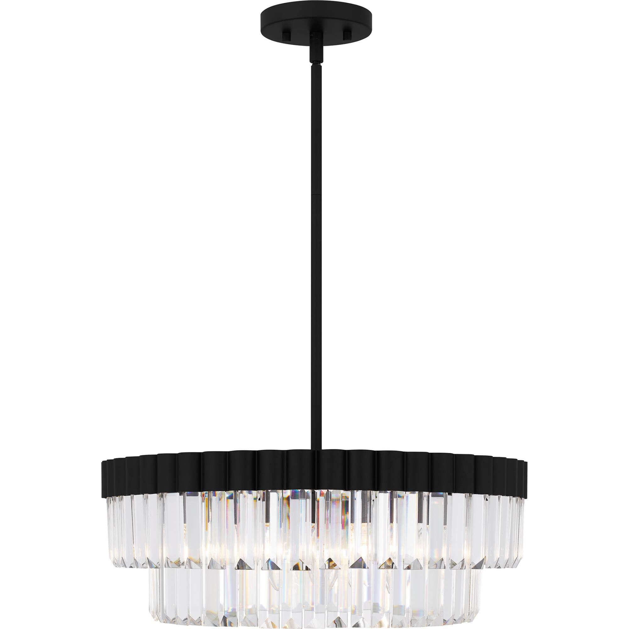 Shown in Matte Black finish and Clear Crystal Glass , Clear Crystal Glass Drop shade