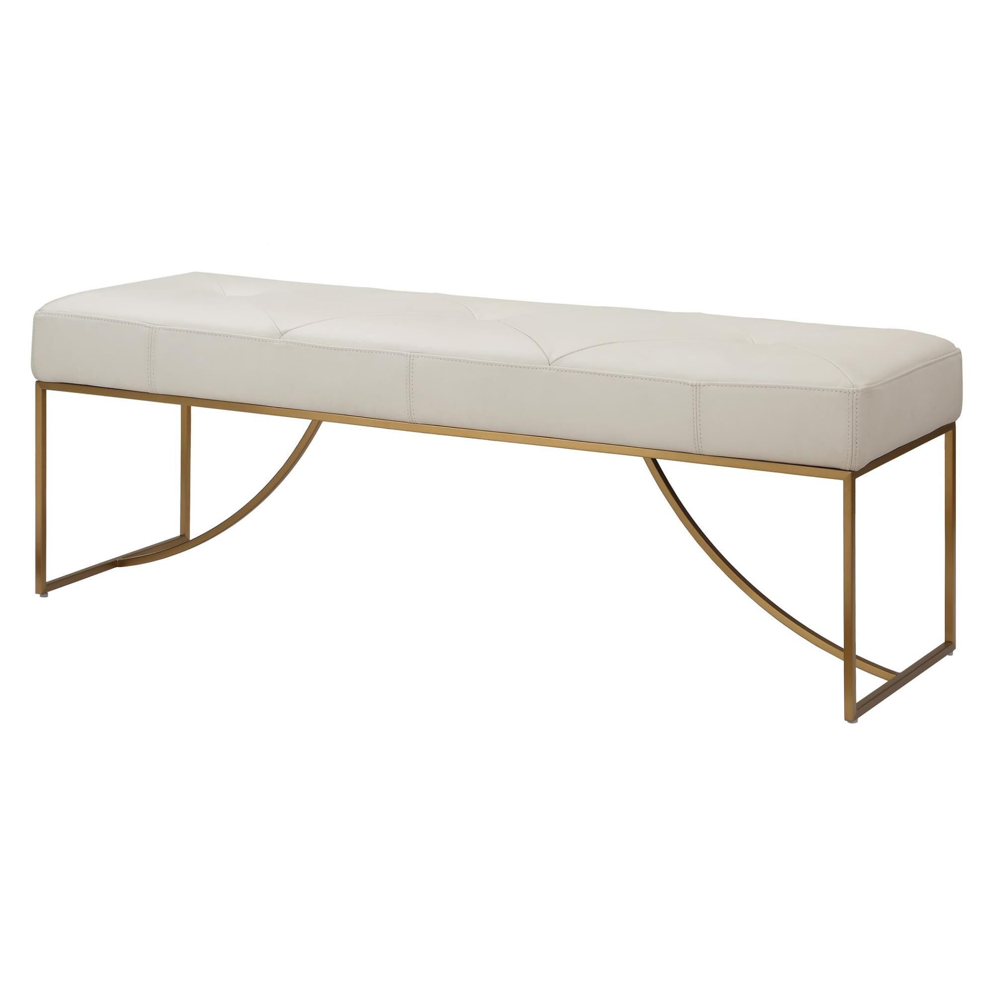 Shown in Elegant Curves Of The Stainless Steel Base In Plated Brushed Brass Support The Plush Diamond Tufted  finish