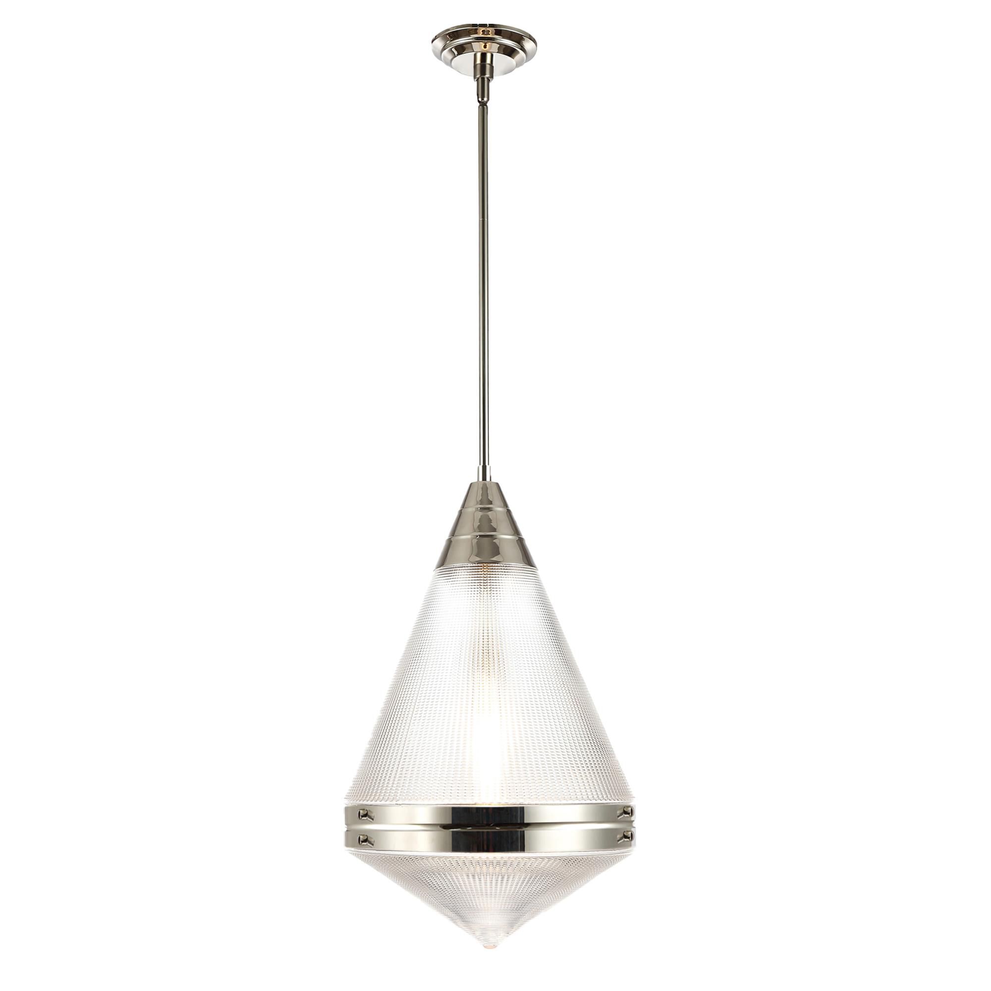 Shown in Polished Nickel finish and Prairie Rib Frost glass