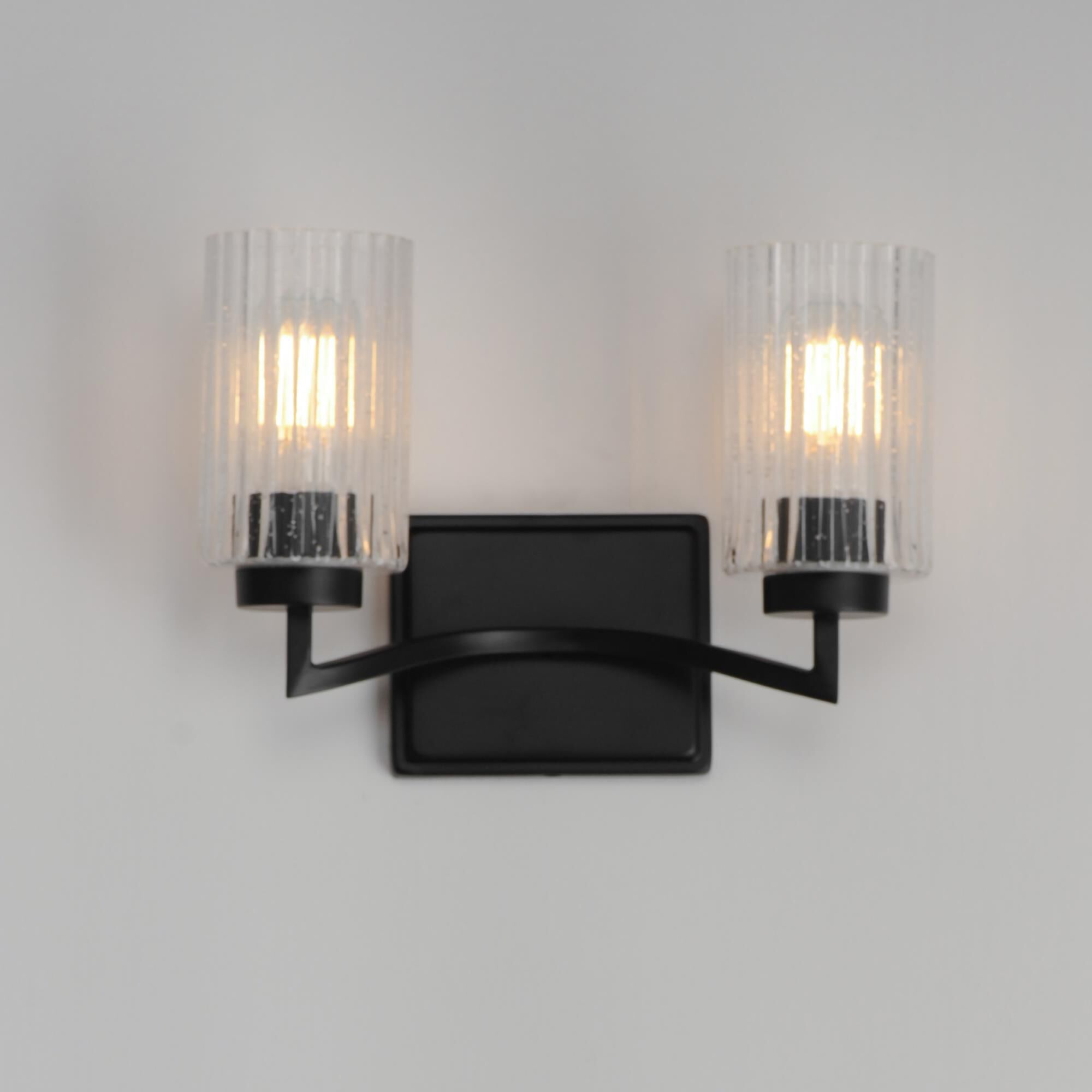 Shown in Black finish and Clear Ribbed glass and Glass shade