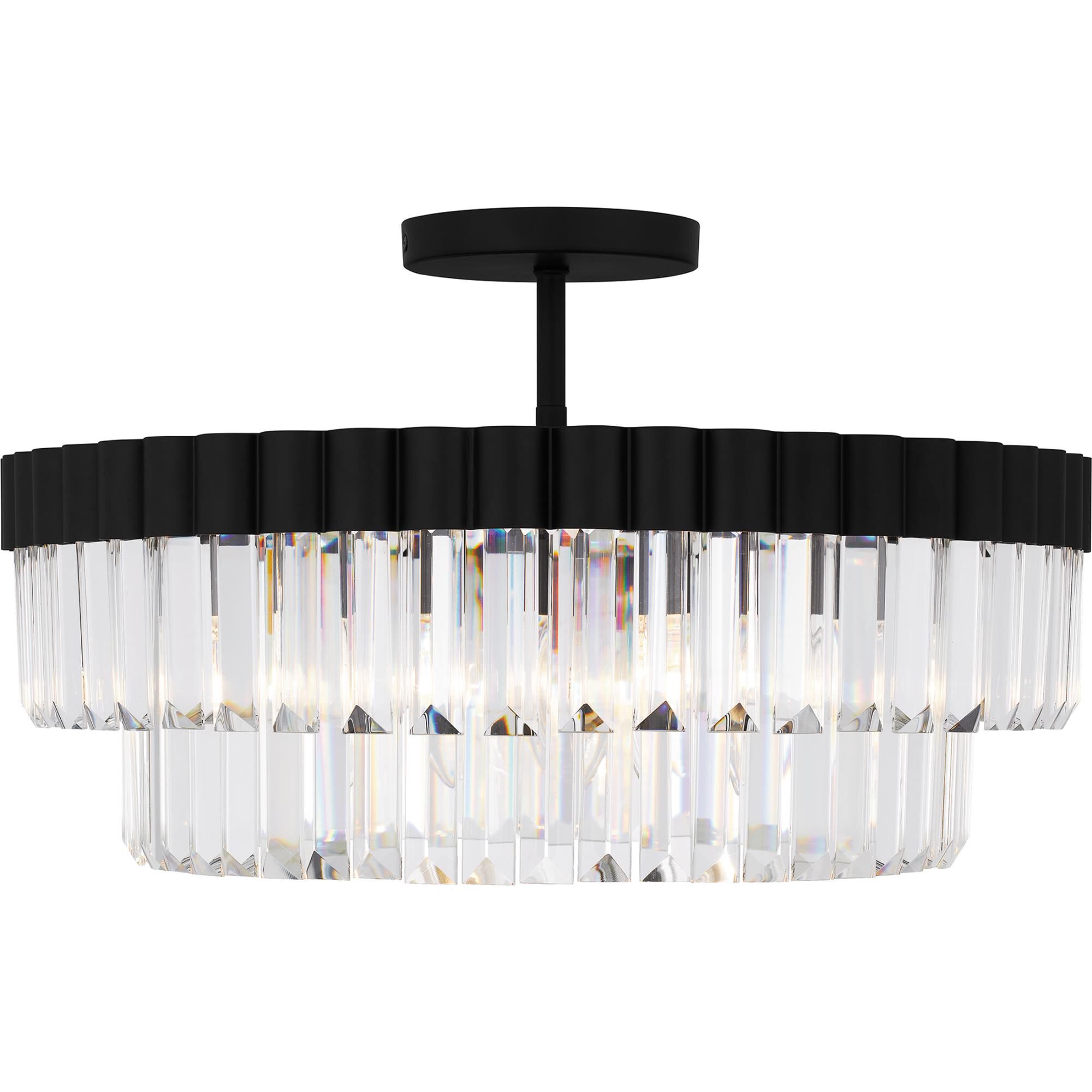 Shown in Matte Black finish and Clear Crystal Glass , Clear Crystal Glass Drop shade