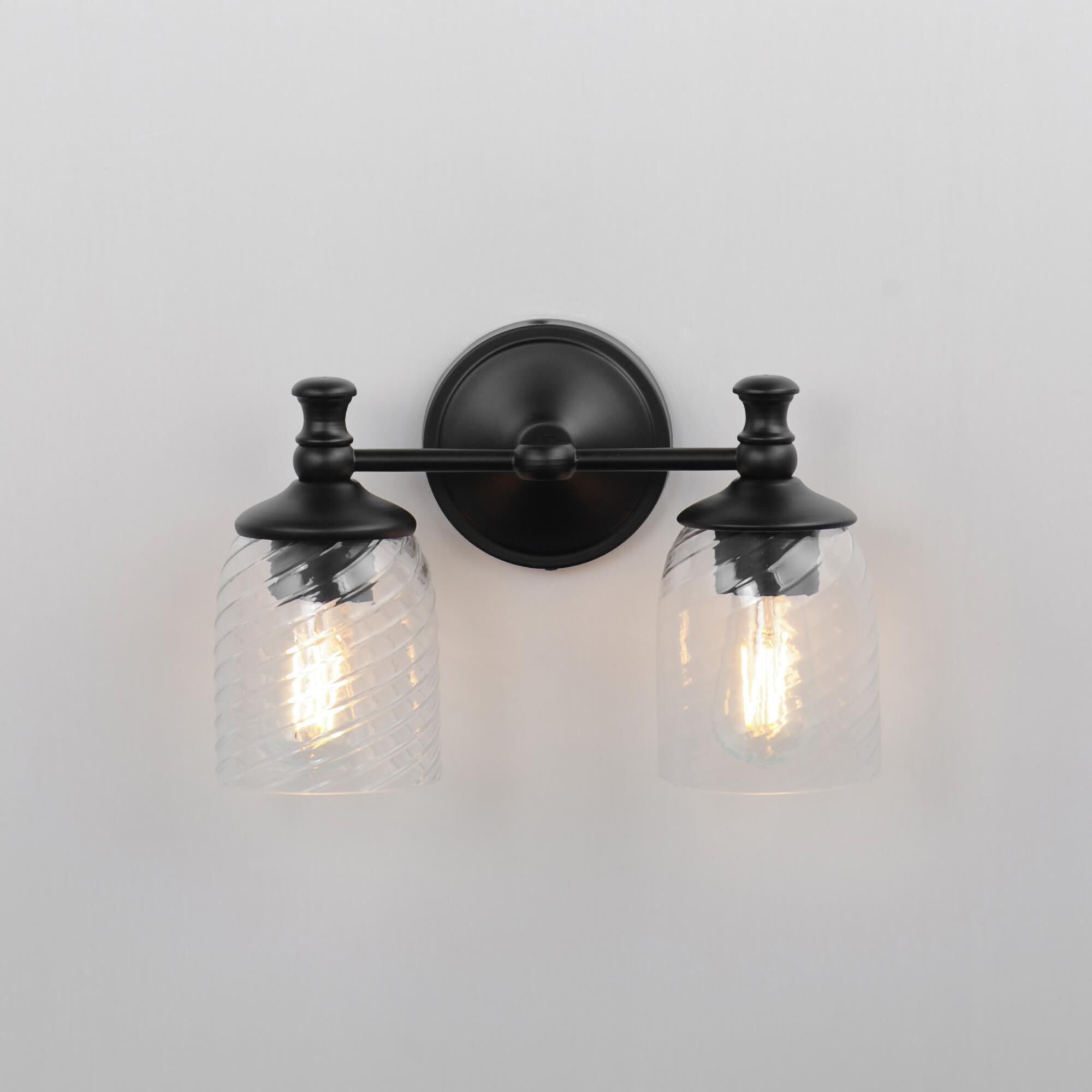 Shown in Black finish and Clear Ribbed glass and Glass shade