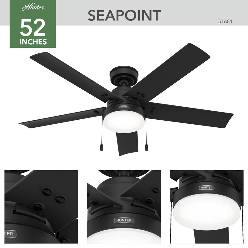 Sea Point 52 Inch Ceiling Fan with Light Kit by Hunter Fan