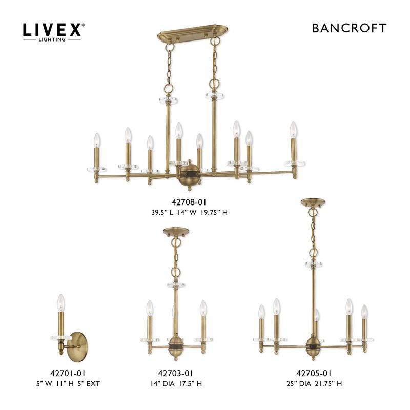 Bancroft 39 Inch 8 Light Linear Suspension Light by Livex Lighting