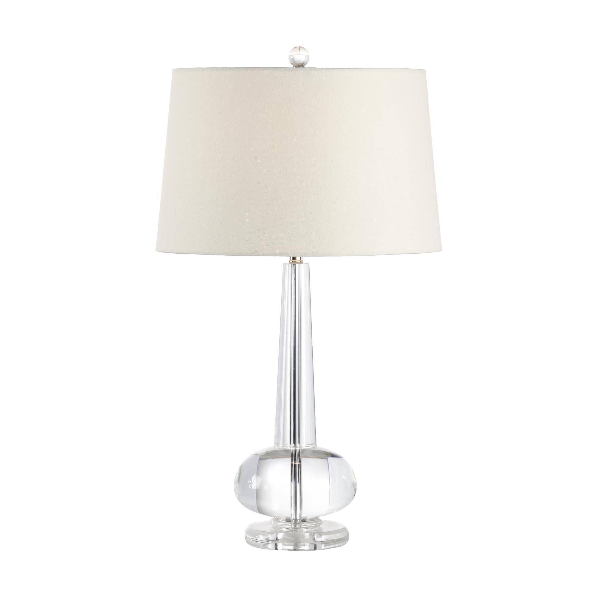 Shown in Solid Lead Crystal finish and Solid Lead crystal and Linen shade