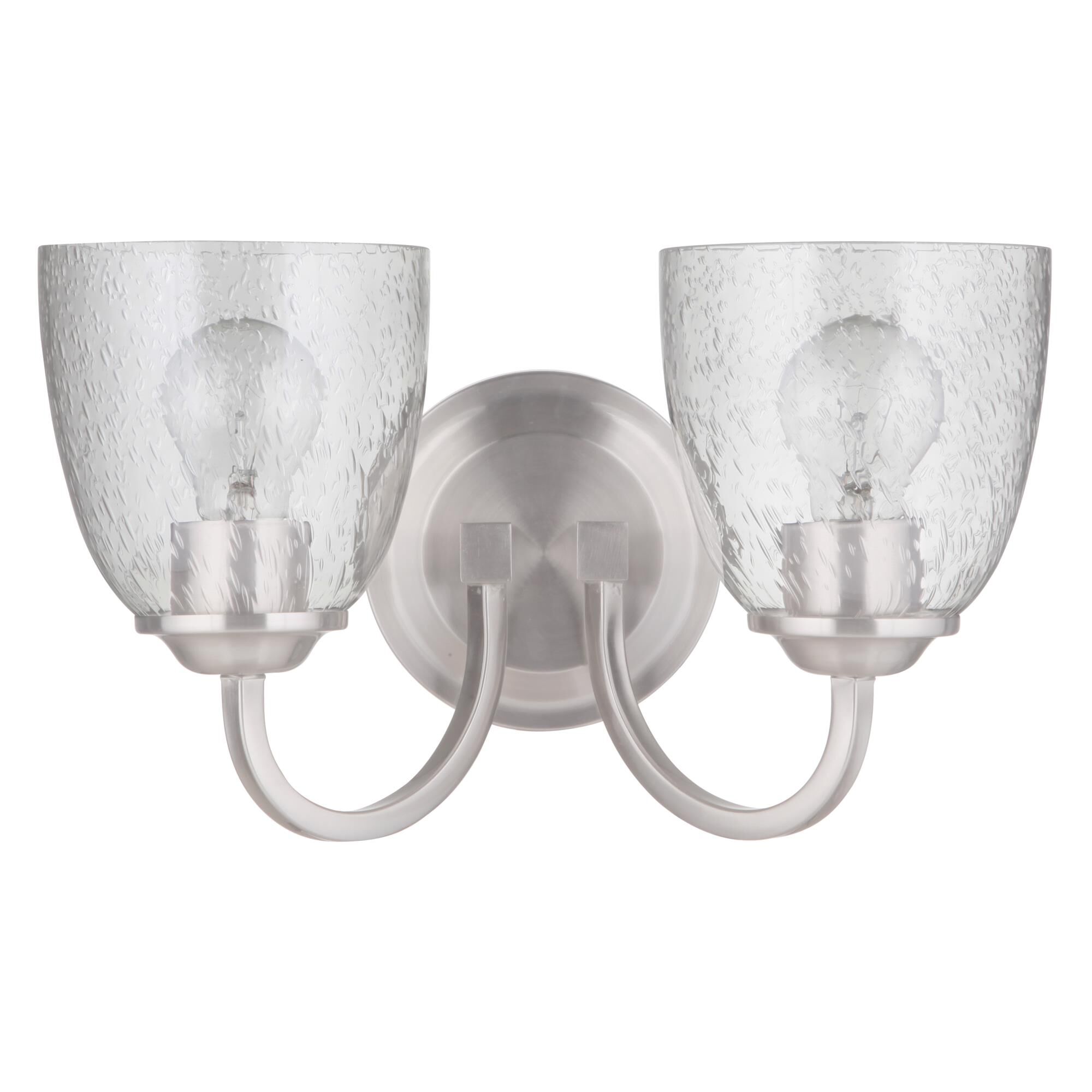 Shown in Brushed Polished Nickel finish and Clear Seeded glass and Glass shade