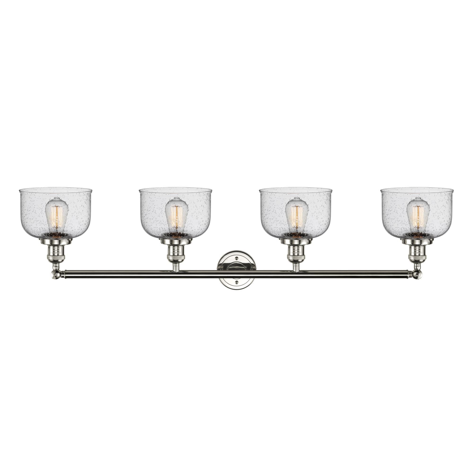 Shown in Polished Nickel finish and Seedy glass and Adjustable Swivels accent