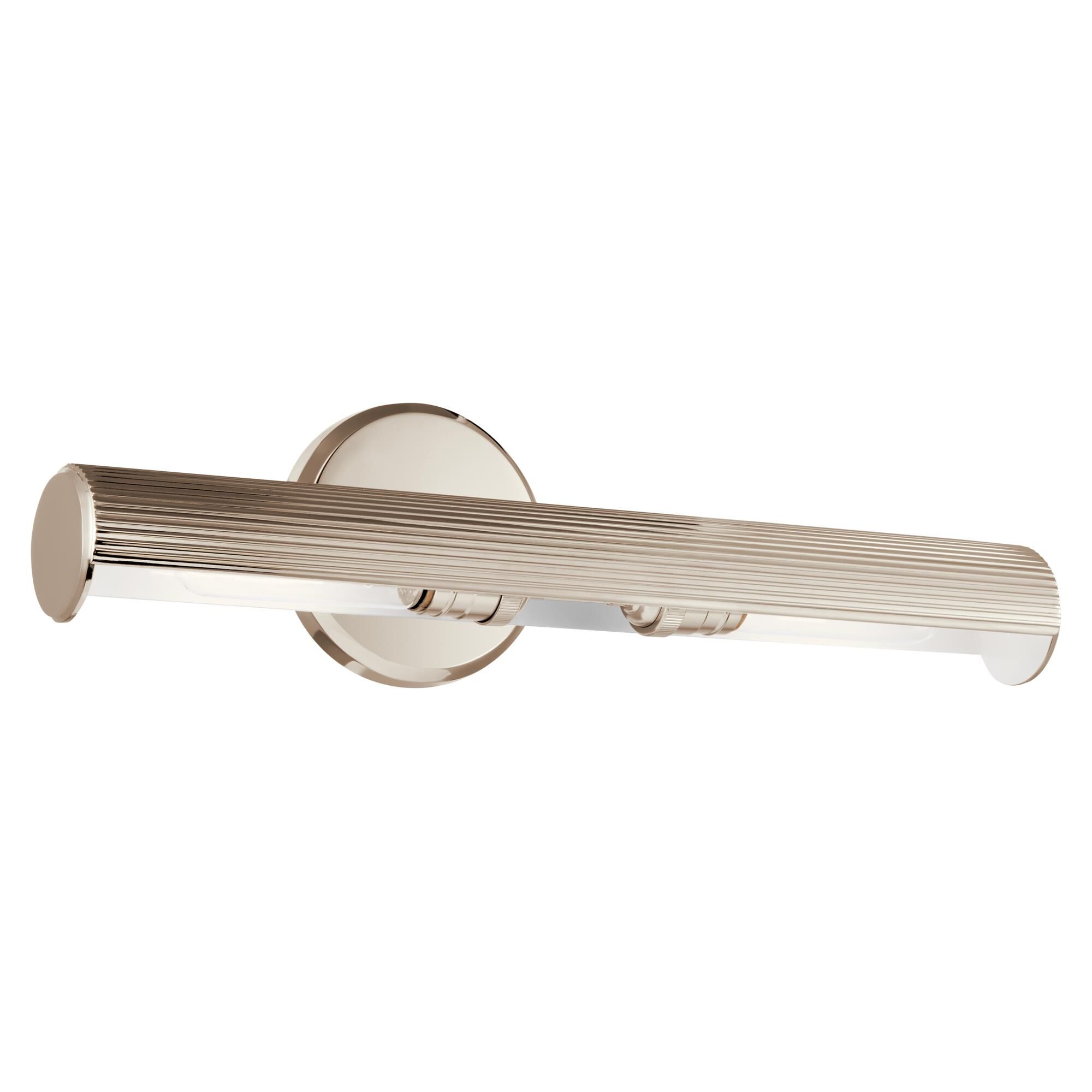 Shown in Polished Nickel finish and Metal,Cylinder,Ribbed shade