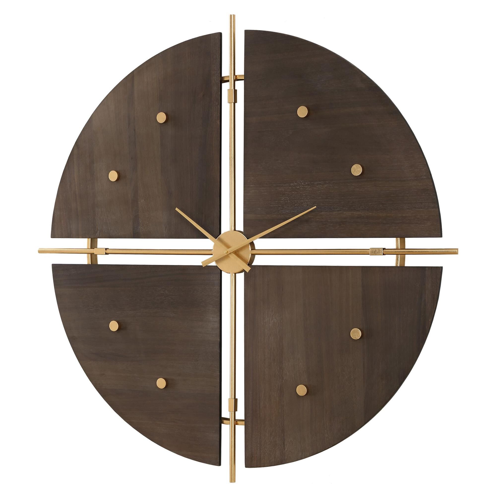 Shown in This Unique Clock Is A Harmonious Blend Of Form And Function, Divided Into Four Seamlessly Pieced Se finish