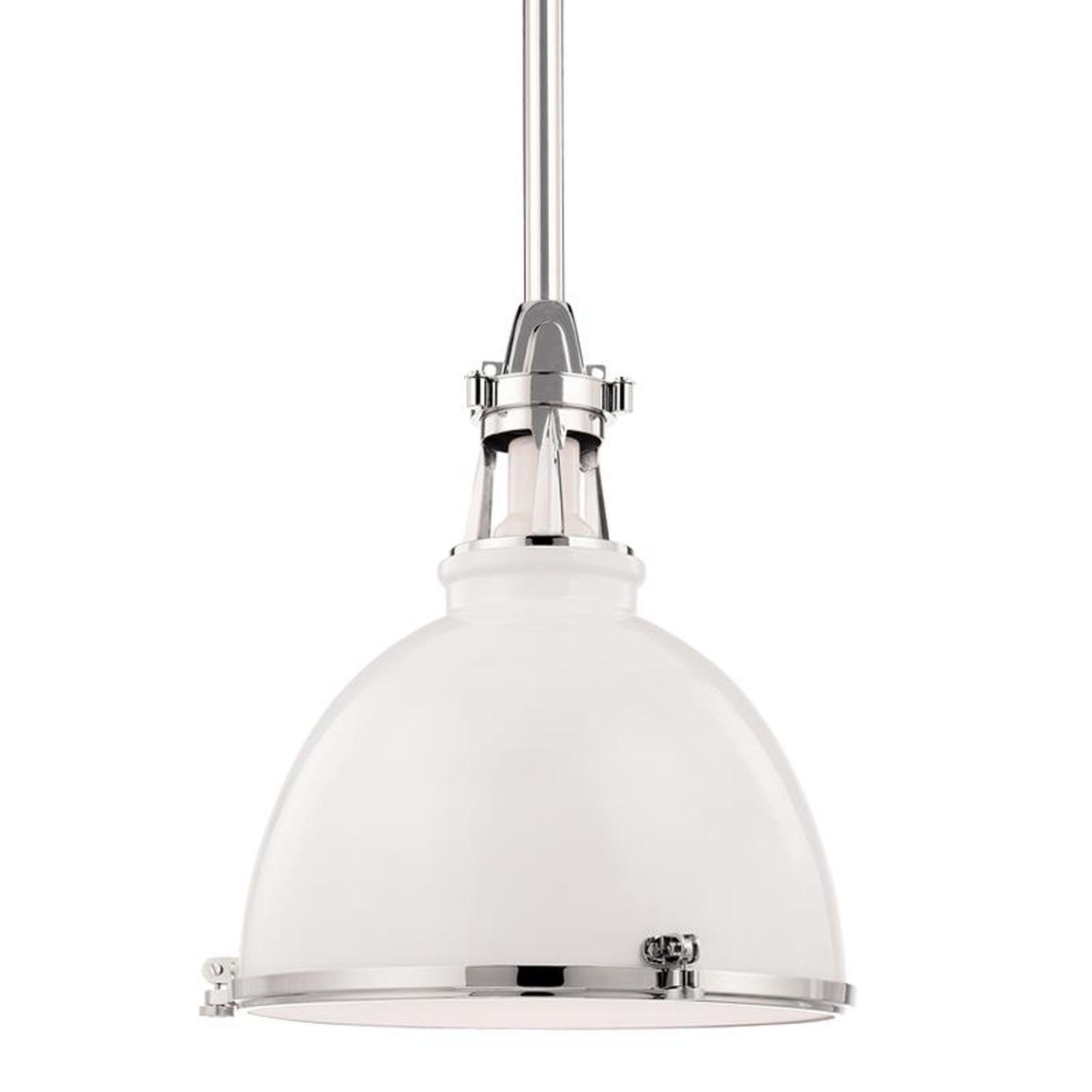 Shown in White Polished Nickel finish and White Polished Nickel shade