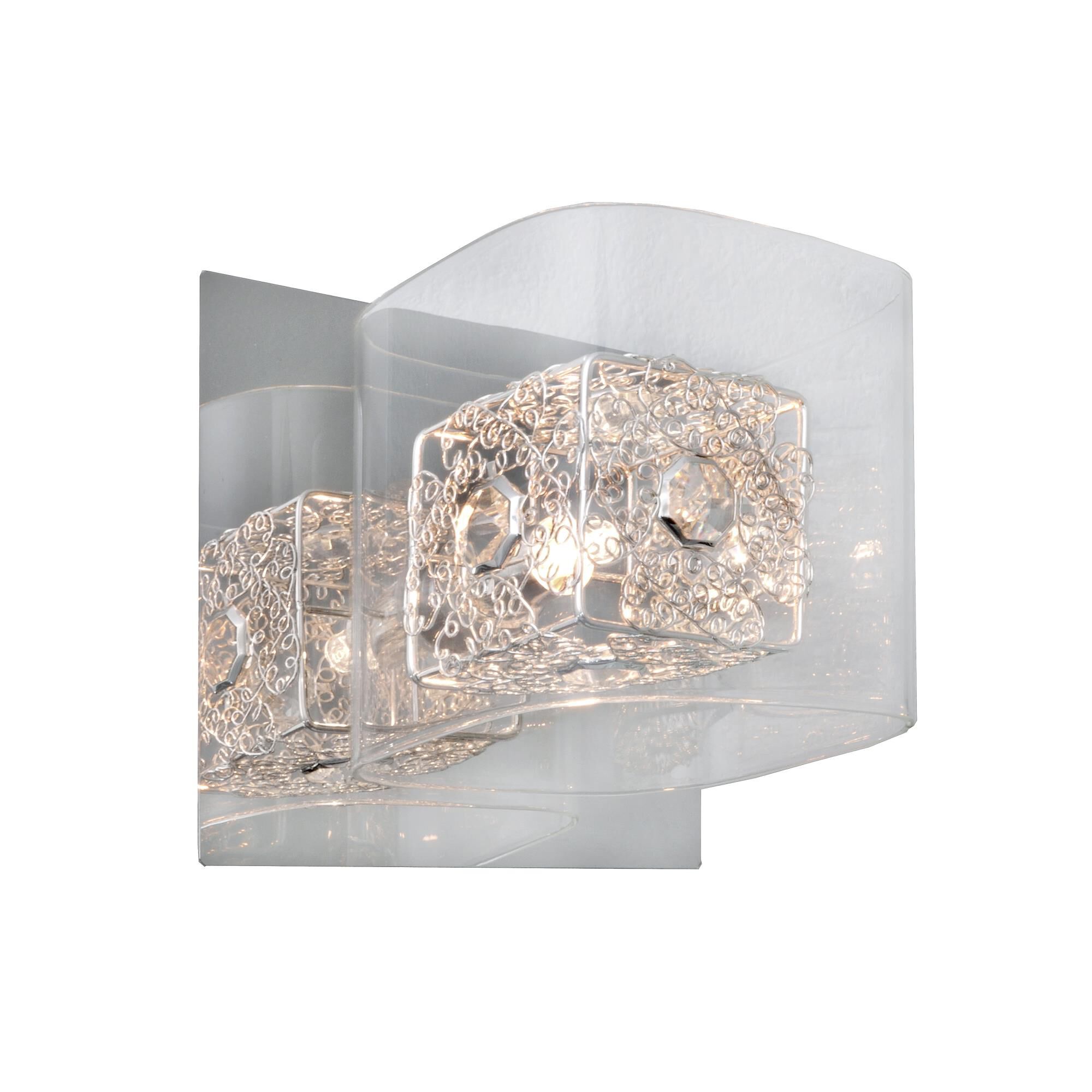 Shown in Polished Chrome finish and Clear glass and Polished Nickel accent