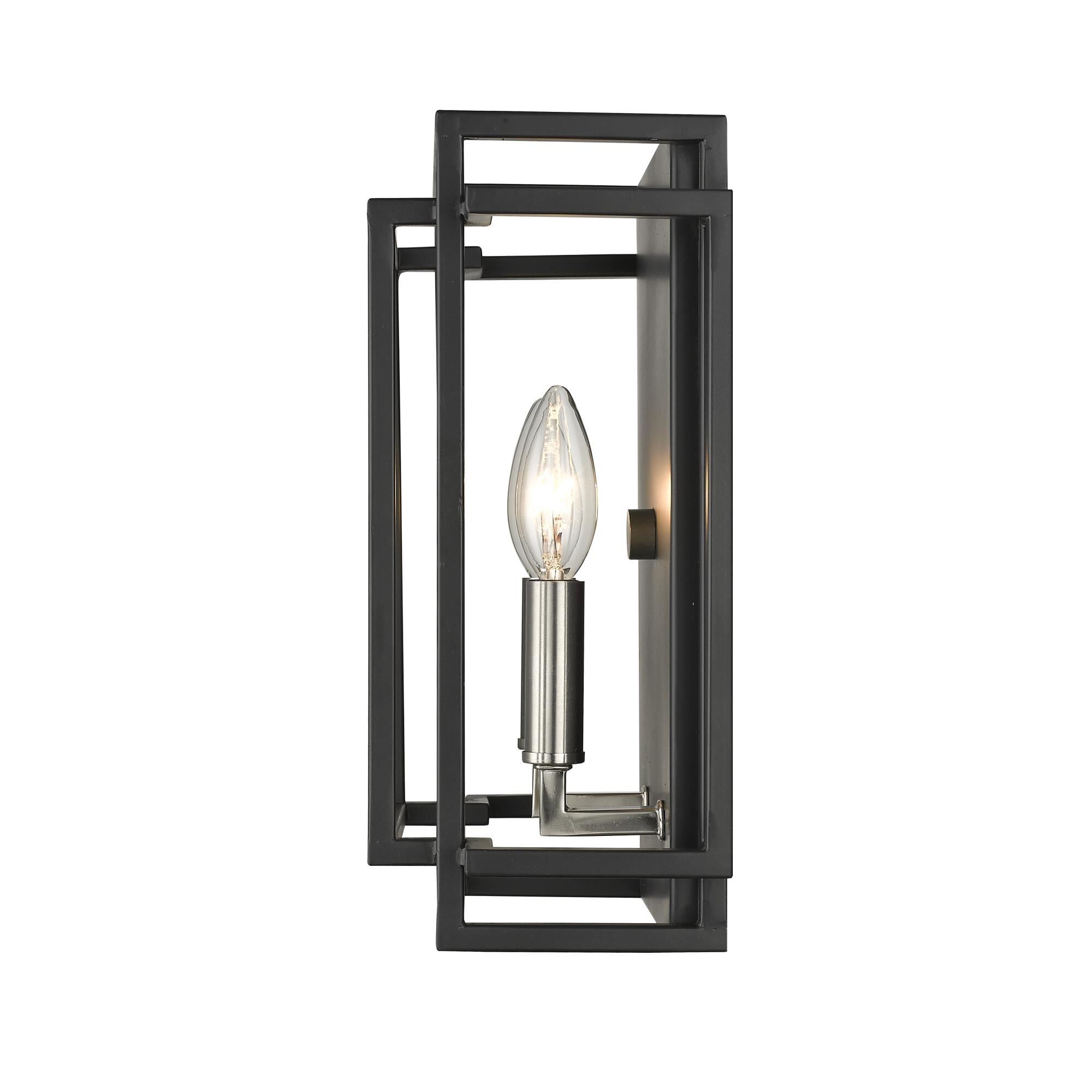 Shown in Black + Brushed Nickel finish and --- glass and --- shade