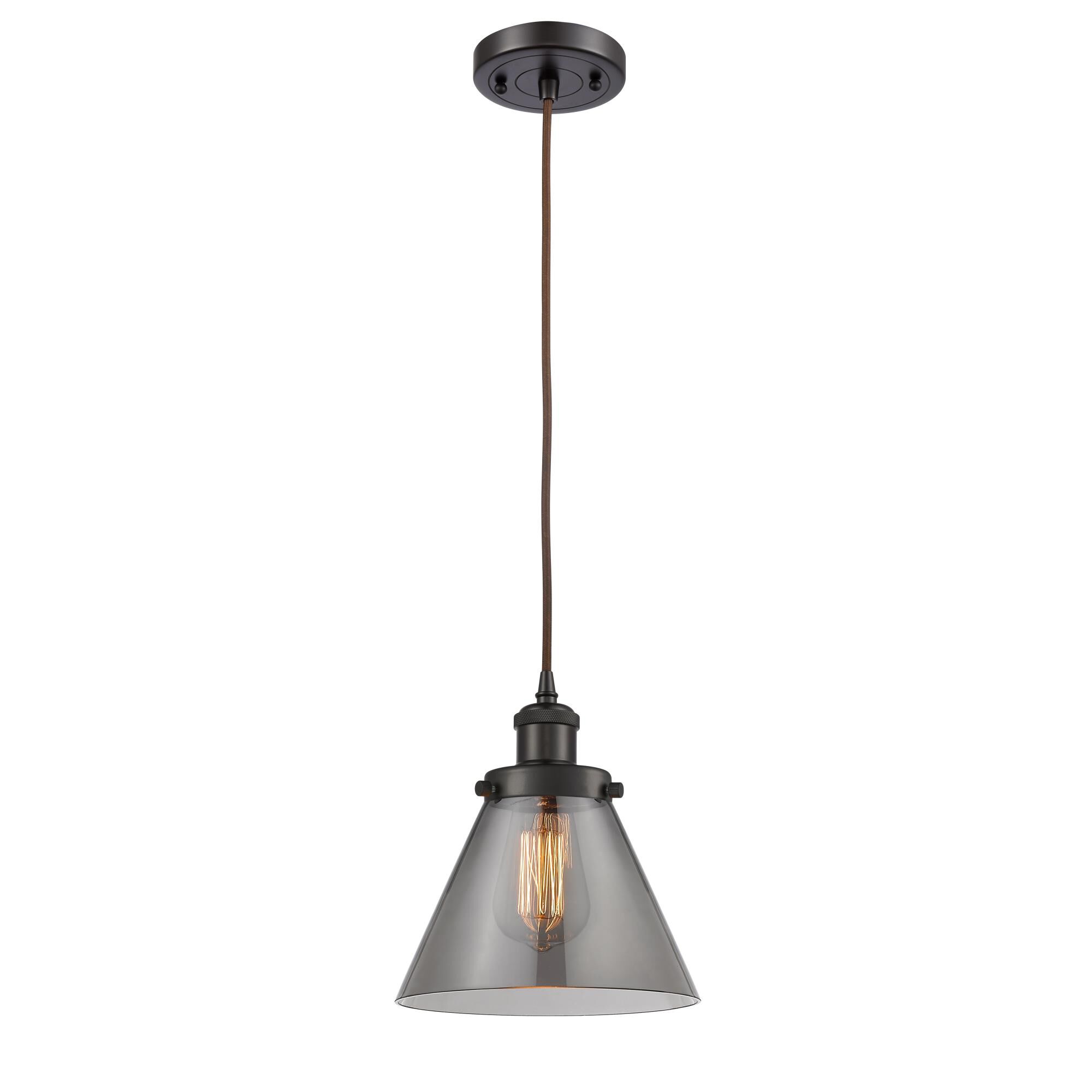 Shown in Oil Rubbed Bronze finish and Cone glass and Glass shade