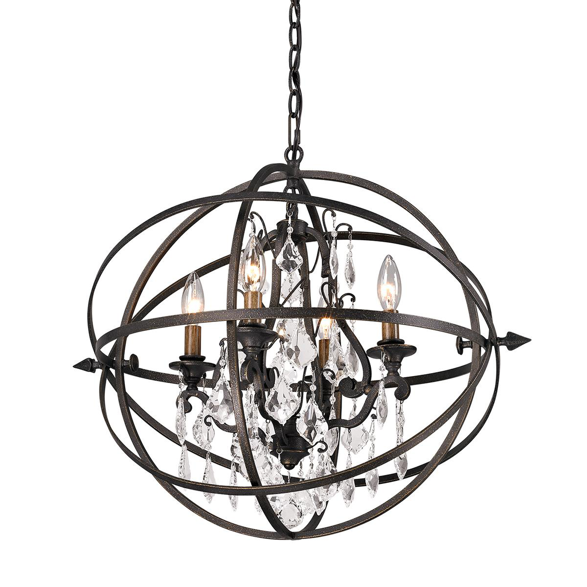 Shown in Vintage Bronze finish and Vintage Bronze glass and Hand-Worked Wrought Iron shade