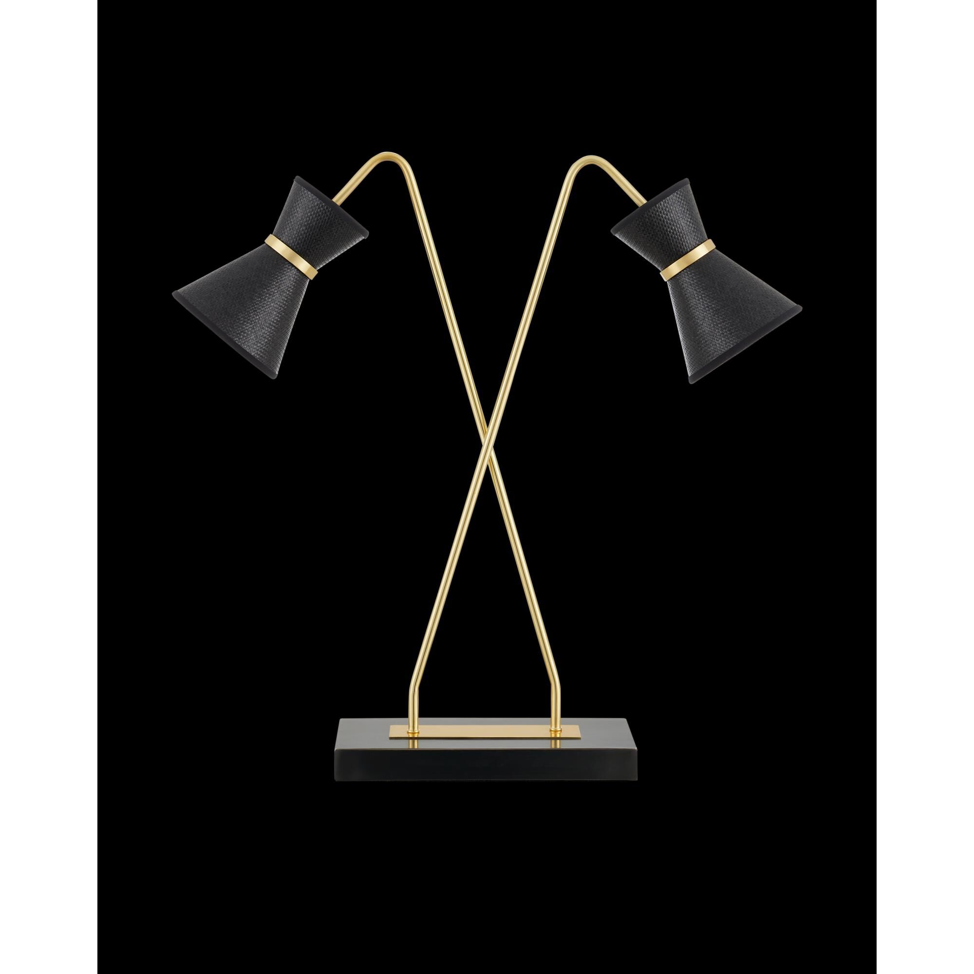 Shown in Polished Brass, Oil Rubbed Bronze and Black finish and Black Paper shade