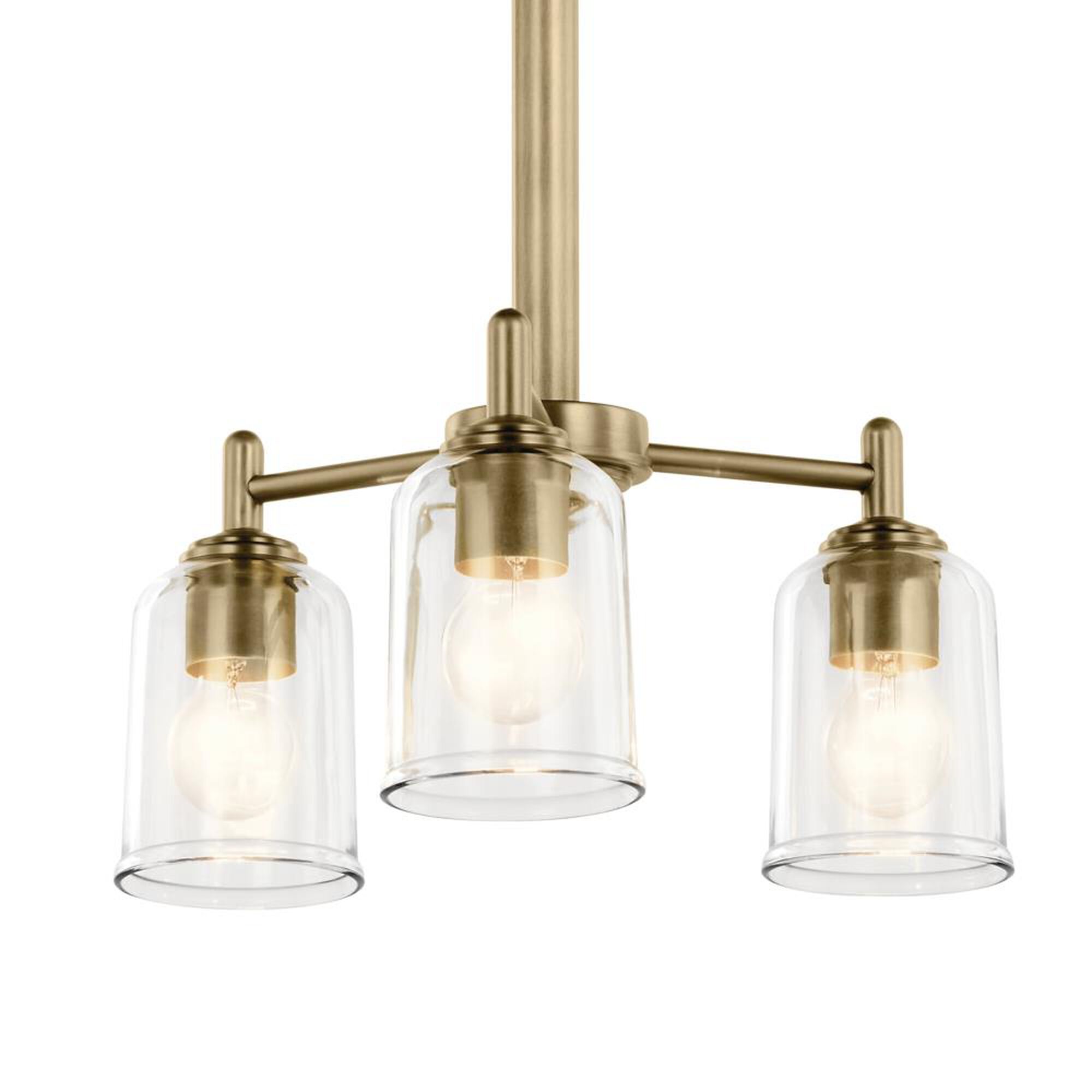 Shown in Natural Brass finish and Clear glass