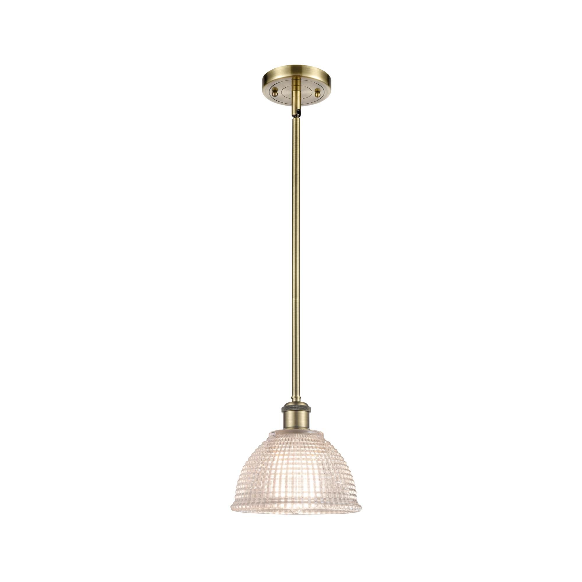 Shown in Antique Brass finish and Dome glass and Glass shade