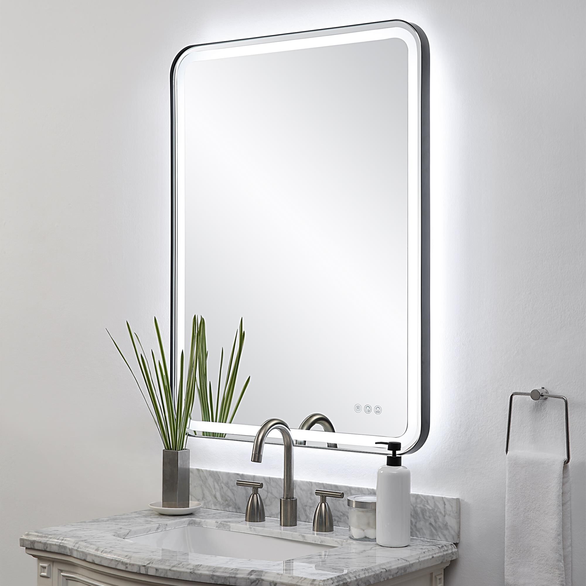 Shown in Versatile In Design, This Mirror Has Integrated Led Lighting That Illuminates Through The Frosted St finish