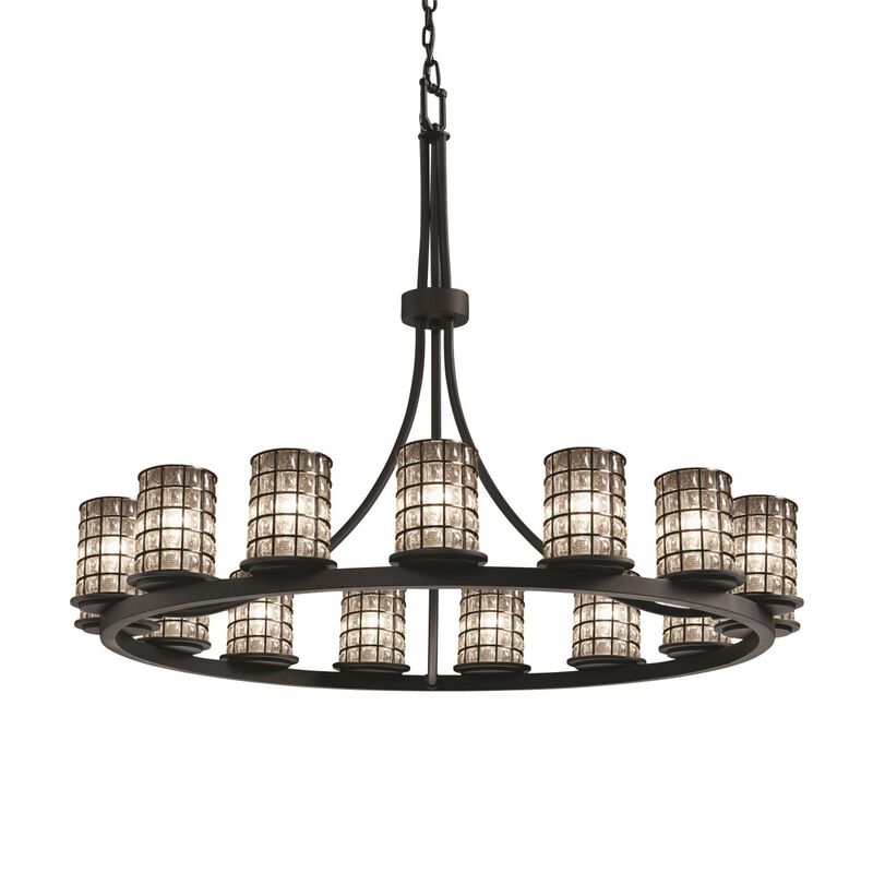 Wire Glass Dakota 42 Inch 15 Light Chandelier by Justice Design Group